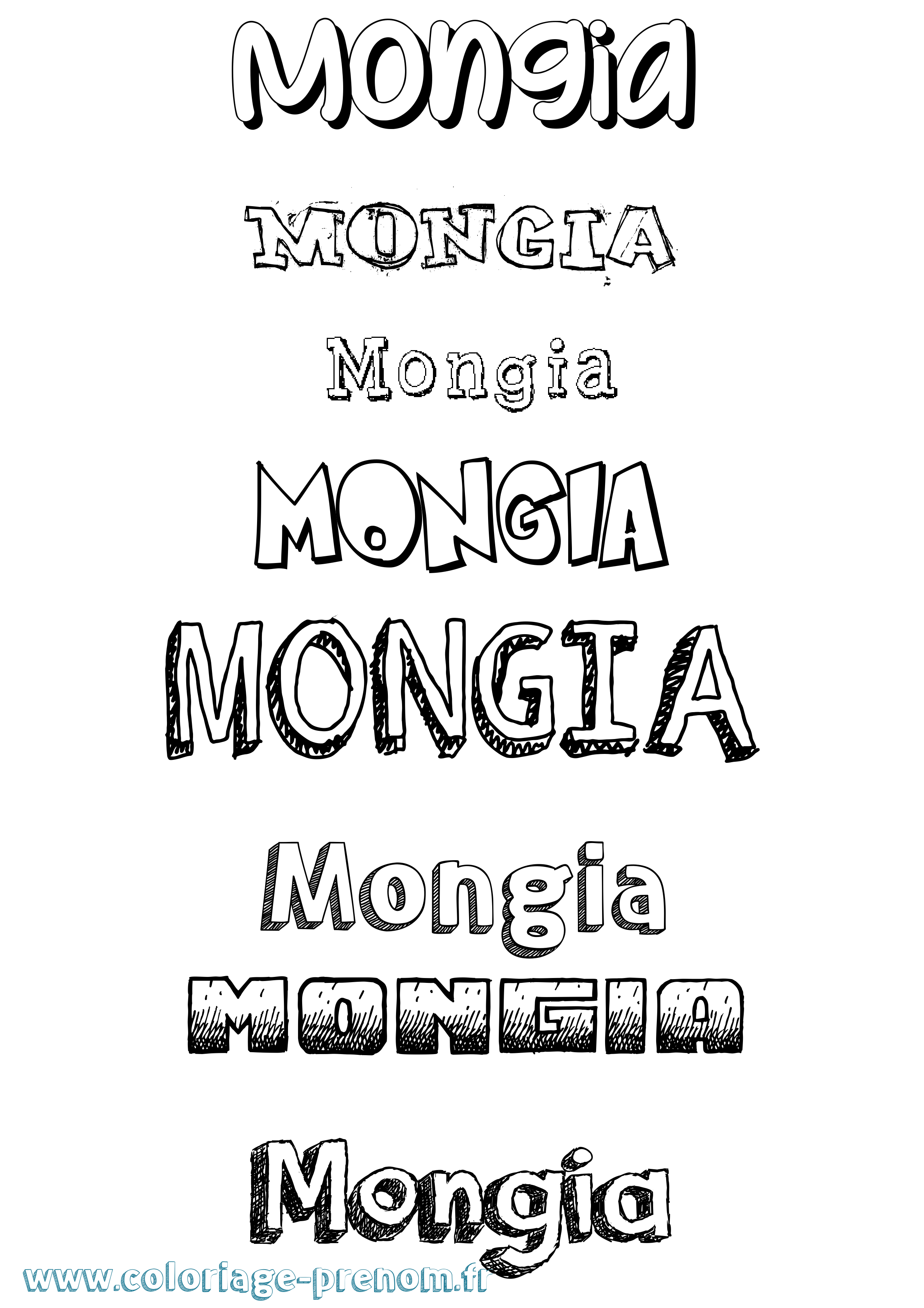 Coloriage prénom Mongia Dessiné