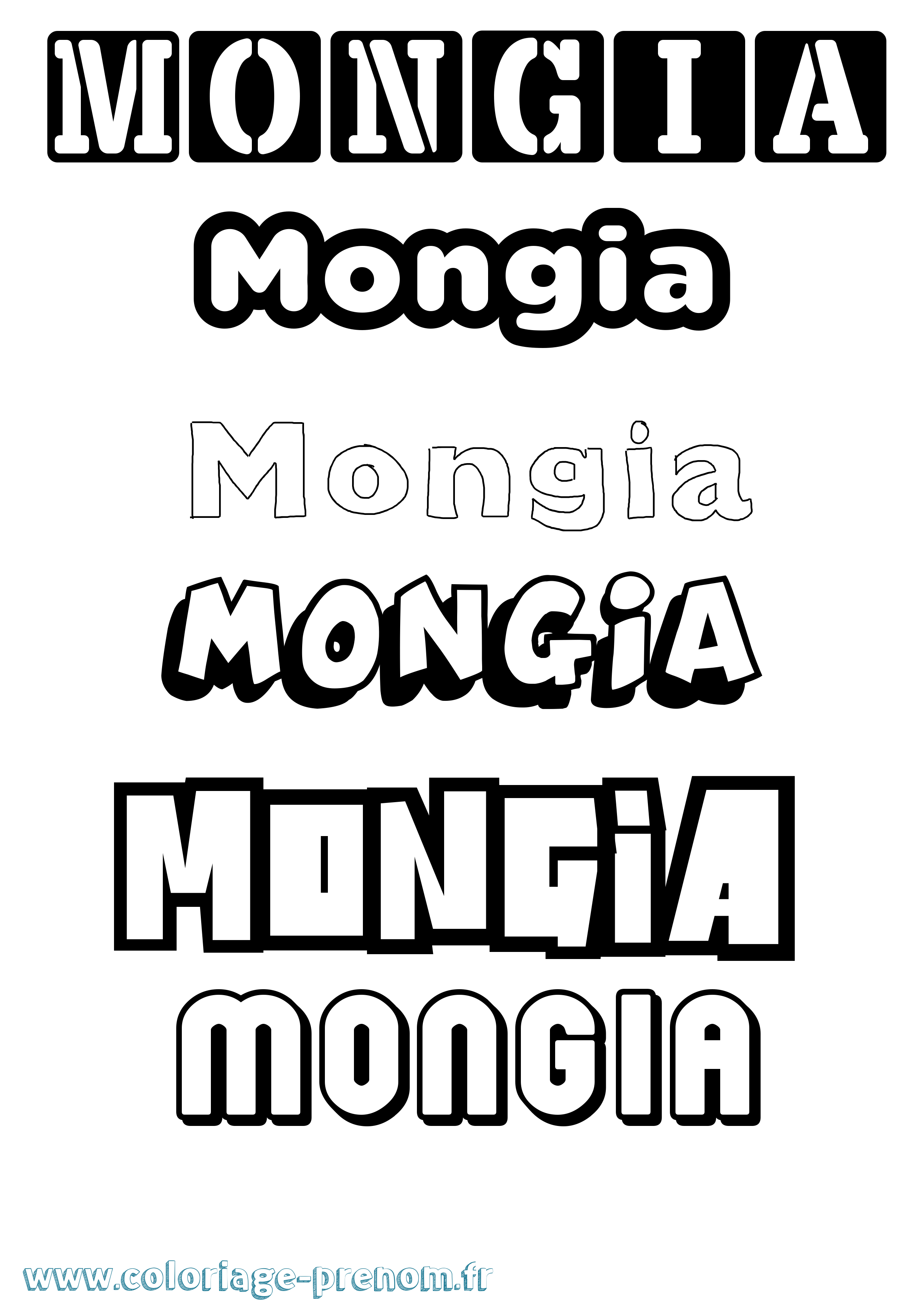 Coloriage prénom Mongia Simple