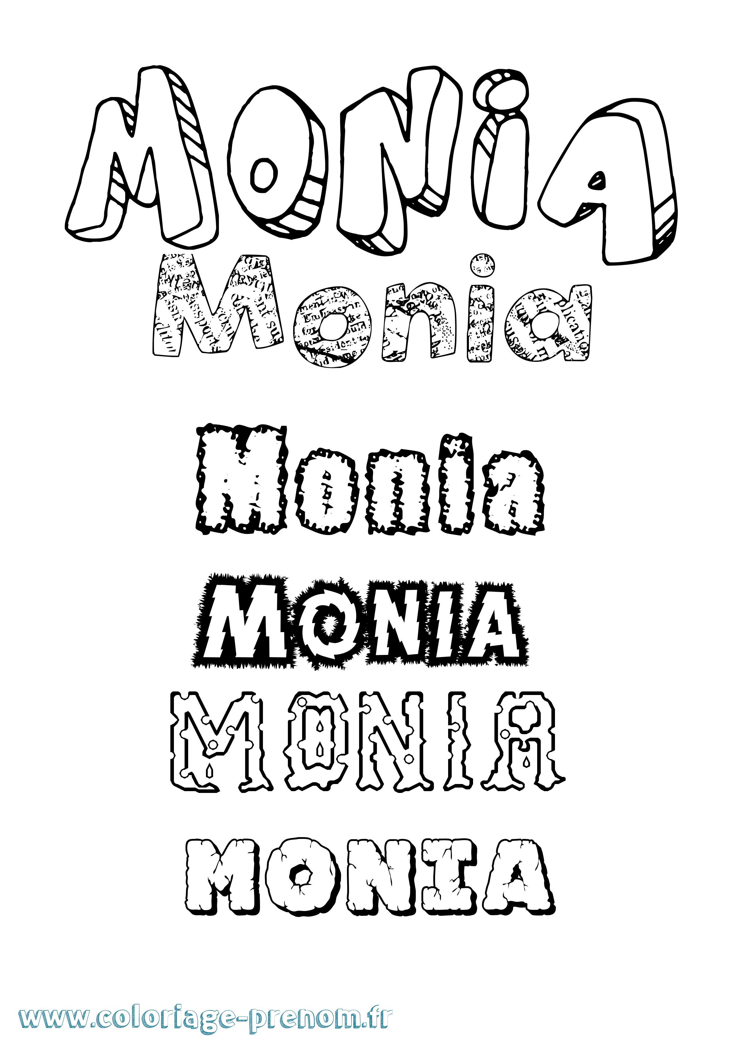 Coloriage prénom Monia Destructuré