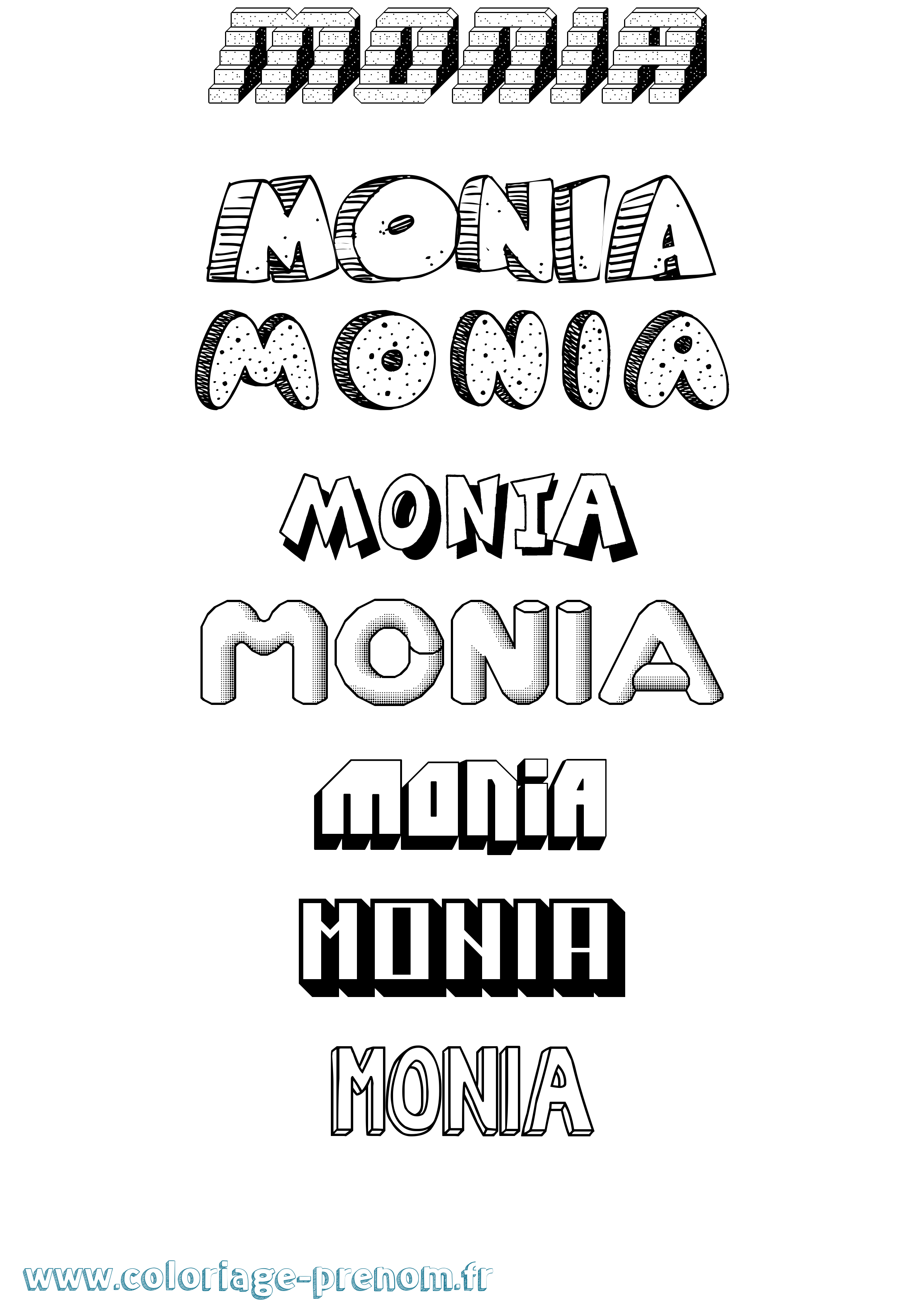 Coloriage prénom Monia Effet 3D