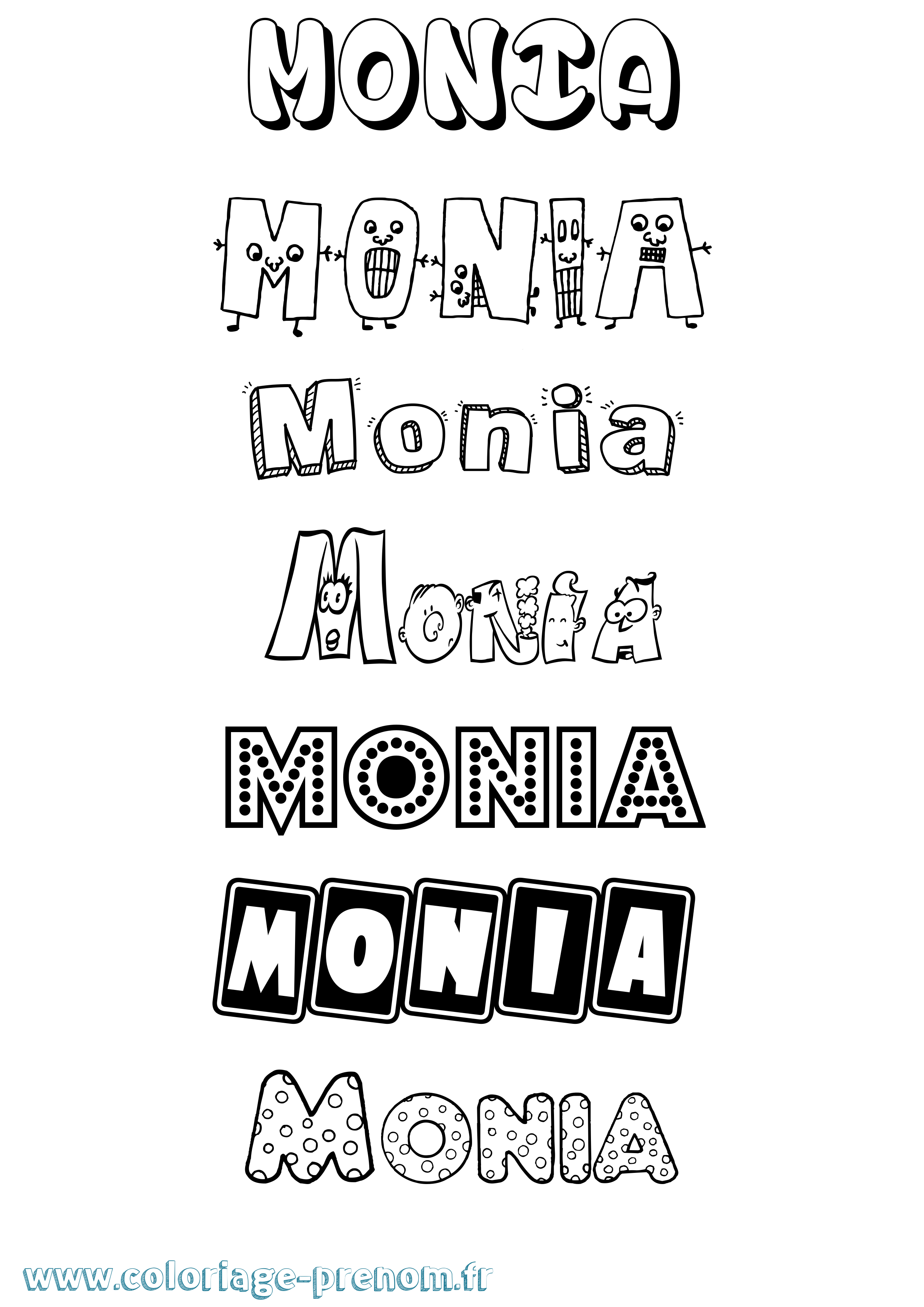 Coloriage prénom Monia Fun