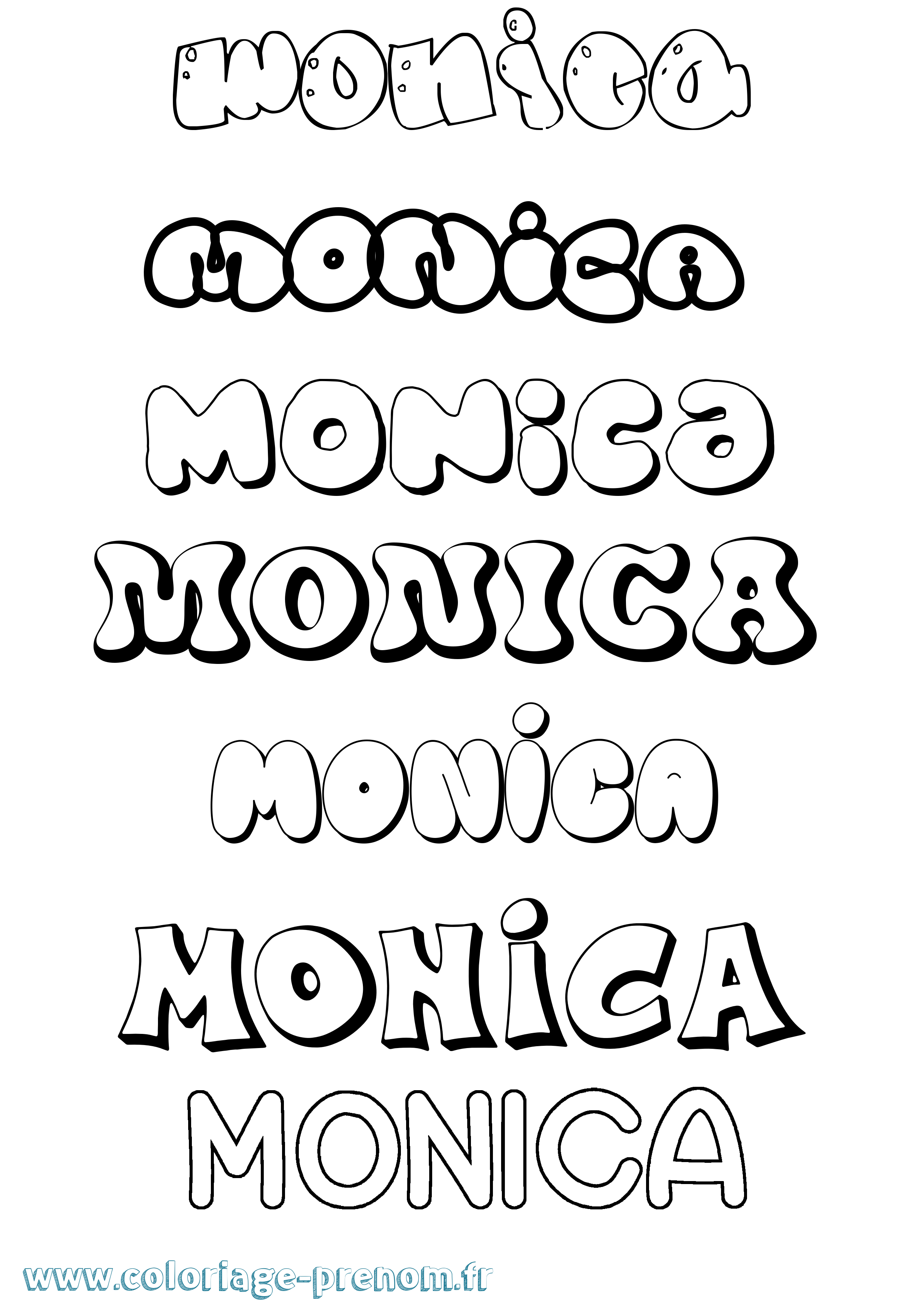 Coloriage prénom Monica Bubble