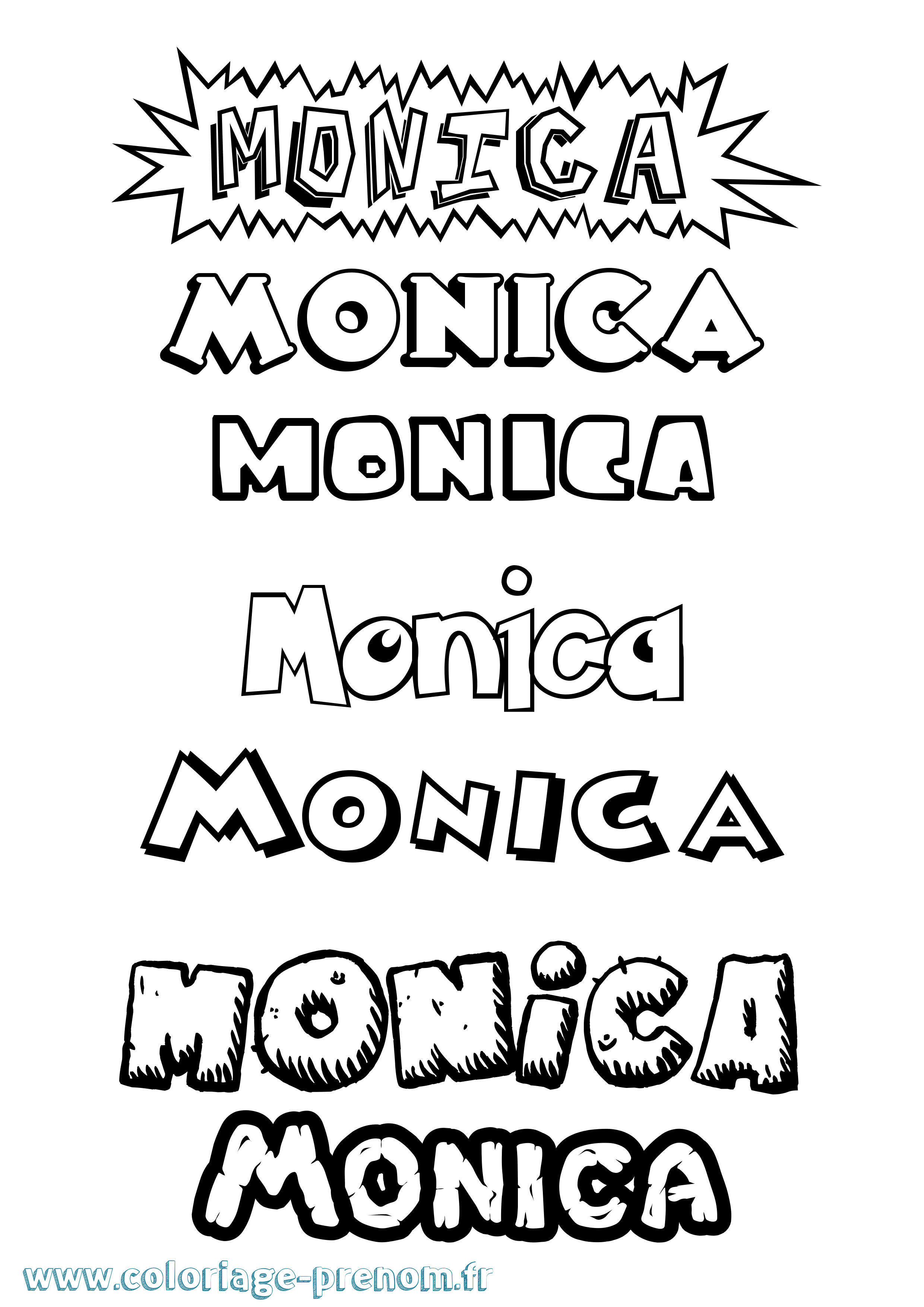Coloriage prénom Monica Dessin Animé