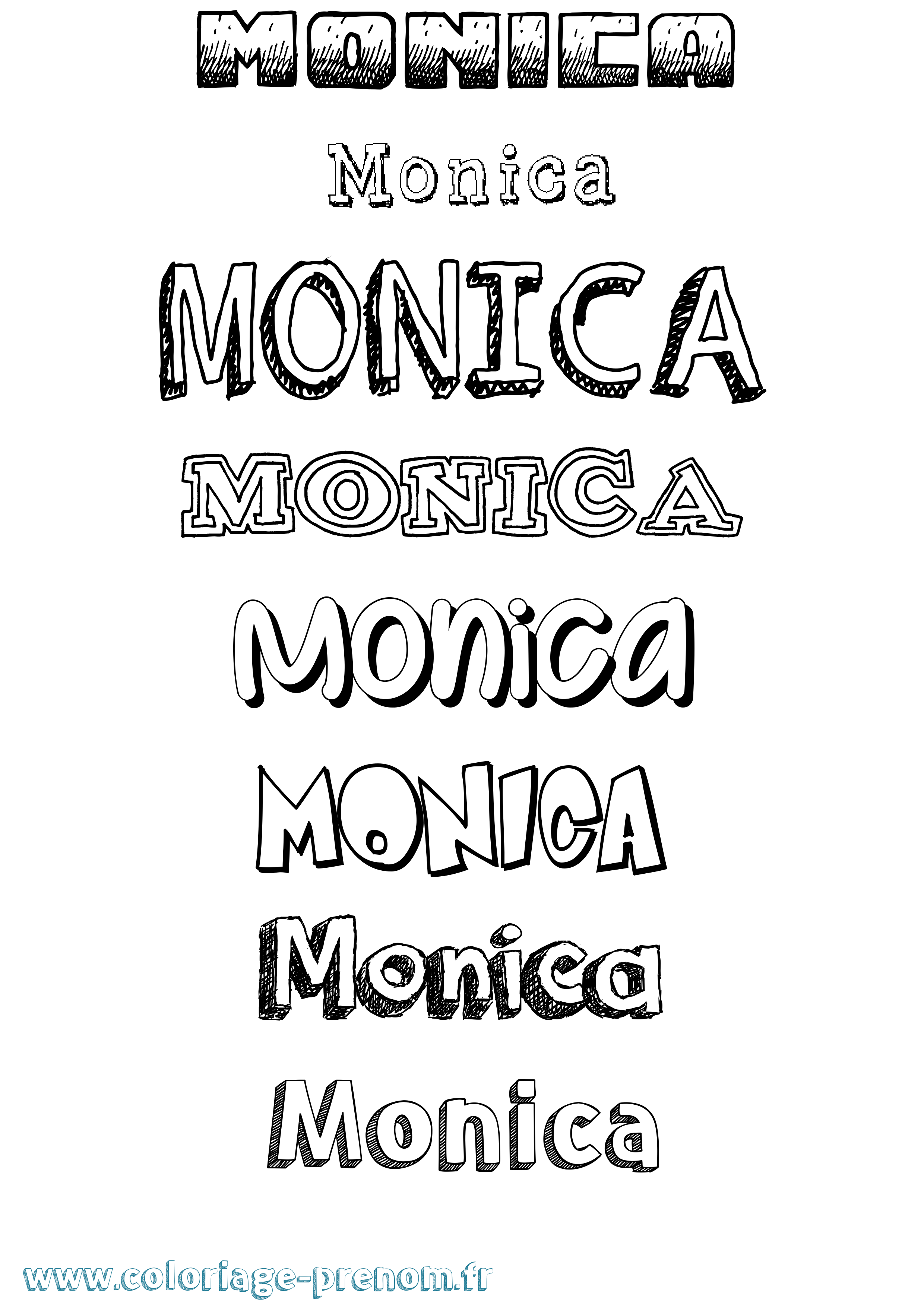 Coloriage Monica Dessiné Coloriage prénom Monica Dessiné