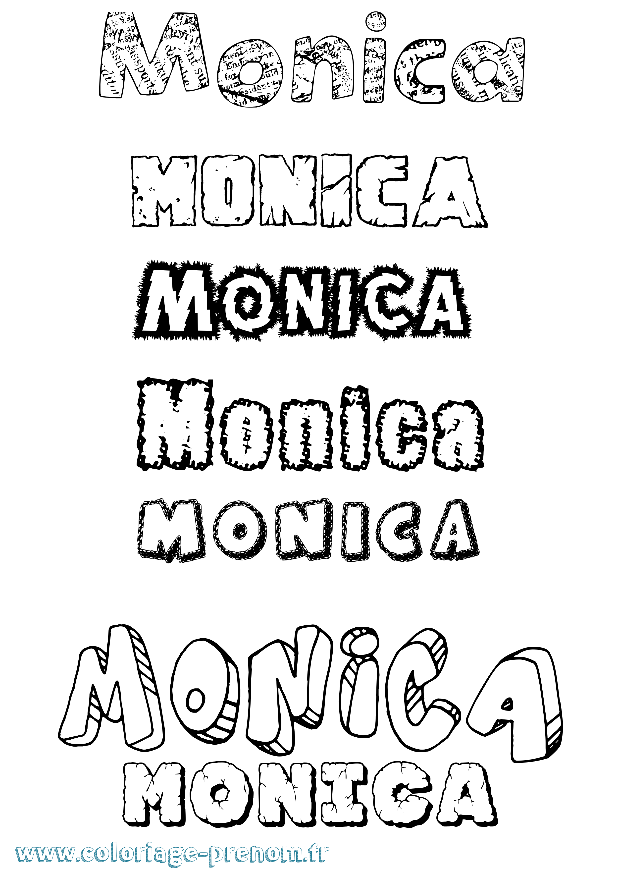 Coloriage prénom Monica Destructuré