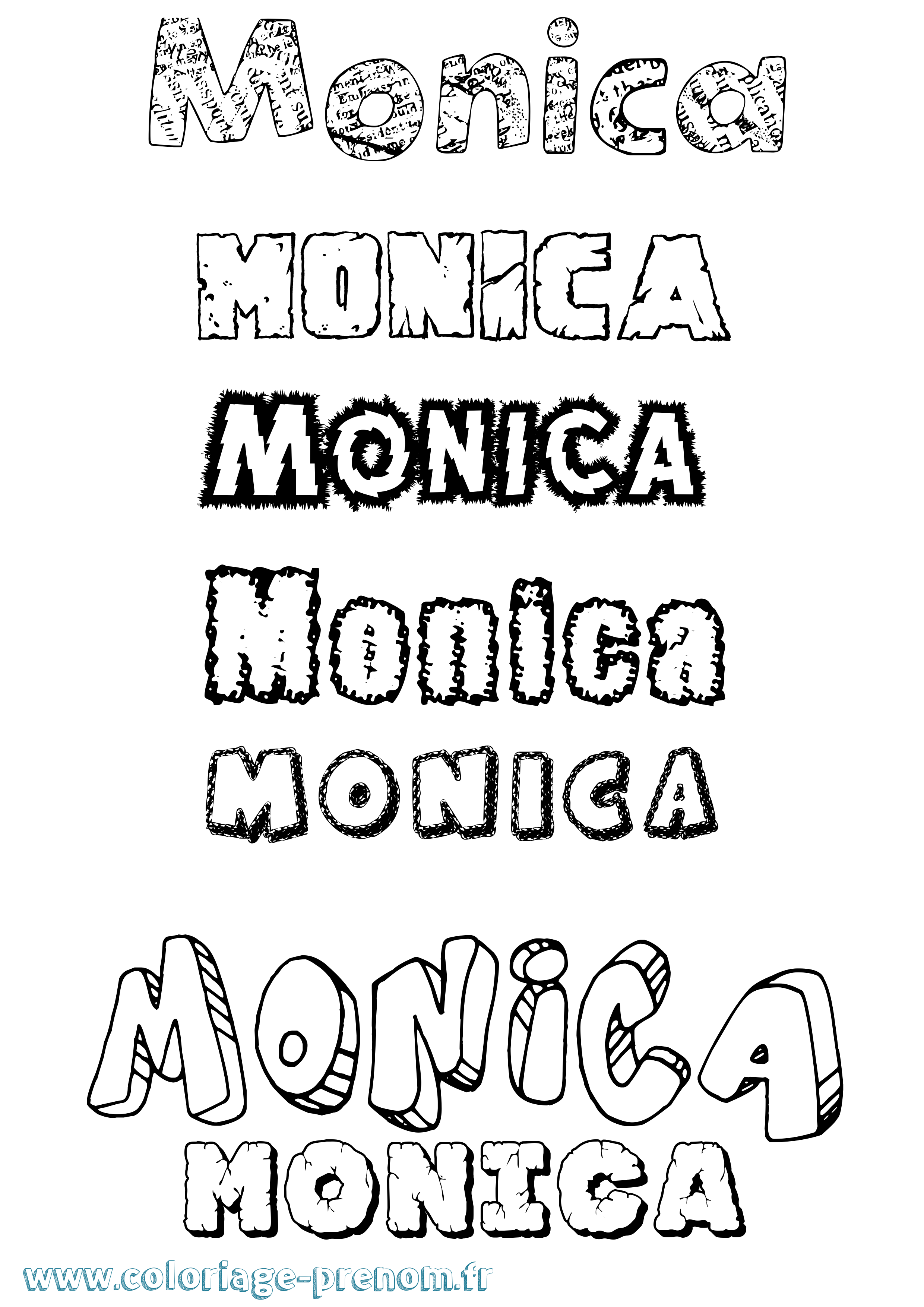 Coloriage Monica Destructuré Coloriage prénom Monica Destructuré