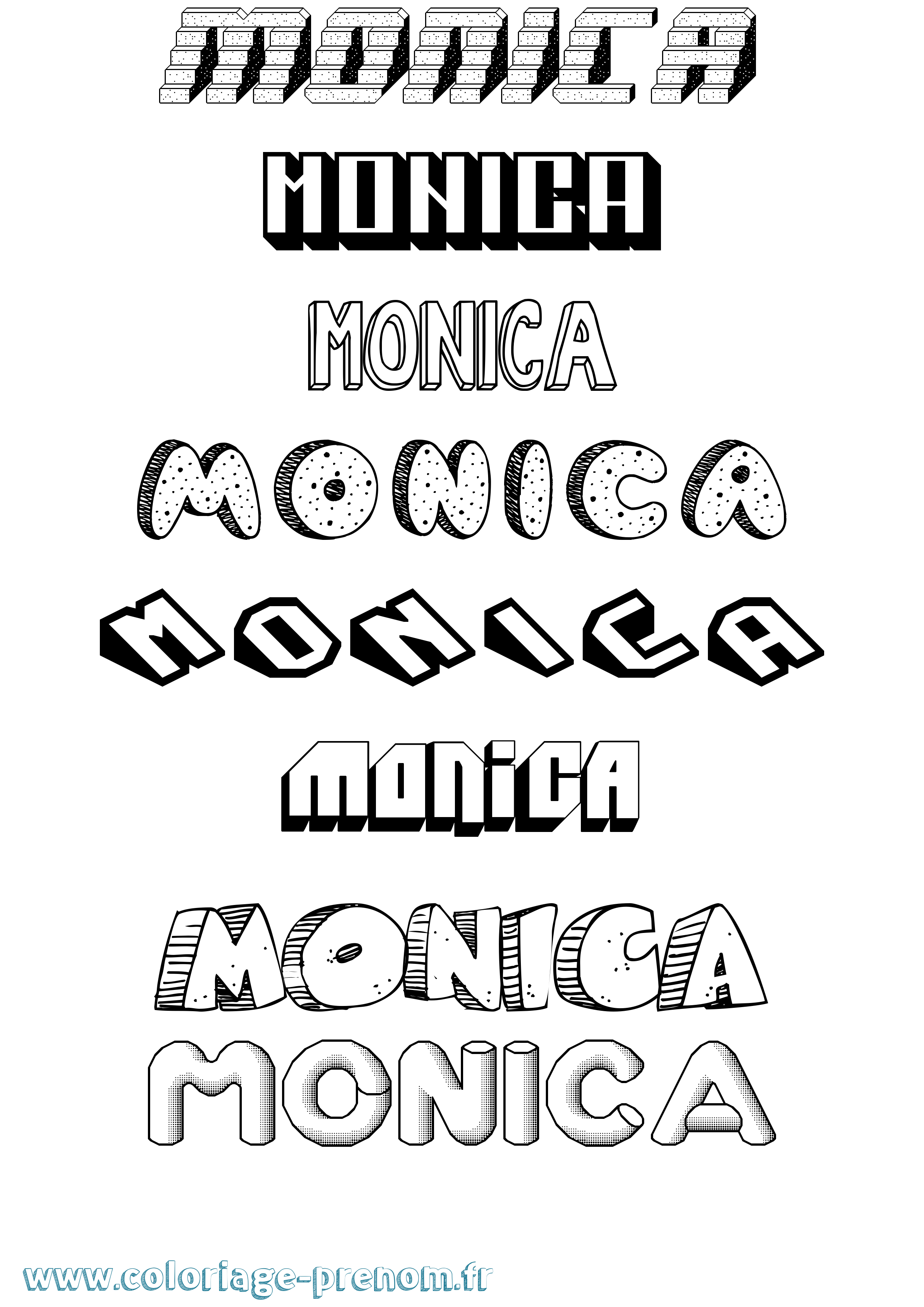 Coloriage Monica Effet 3D Coloriage prénom Monica Effet 3D
