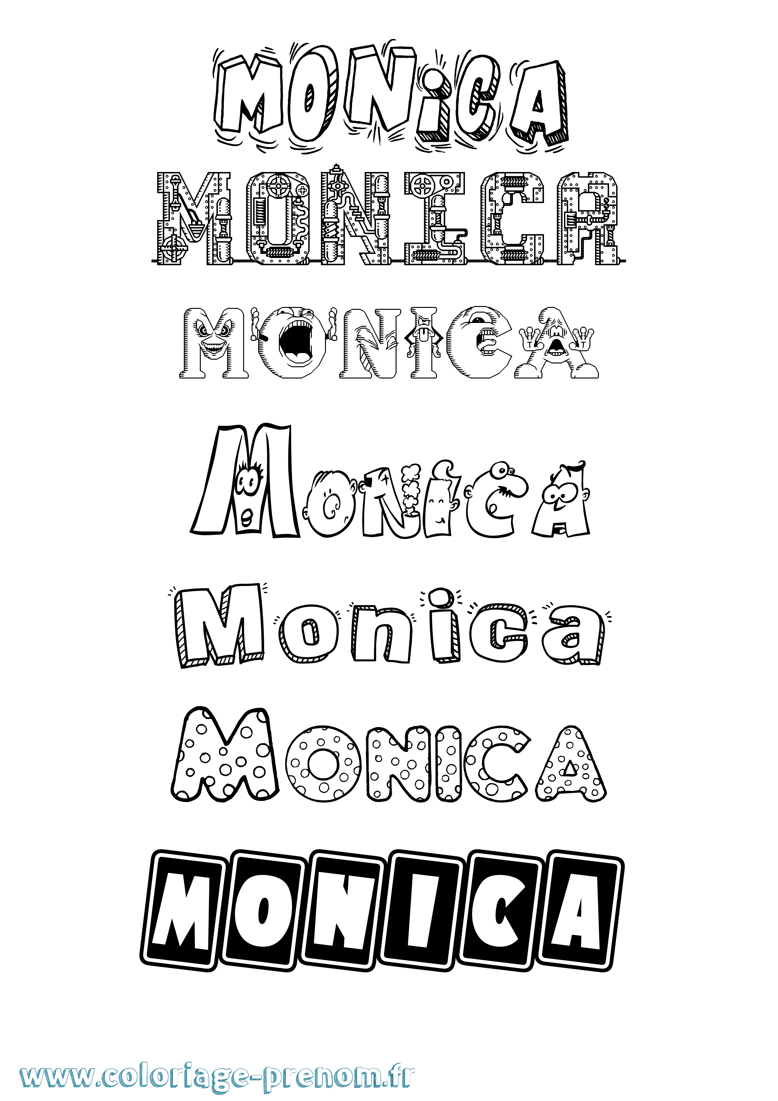 Coloriage prénom Monica Fun