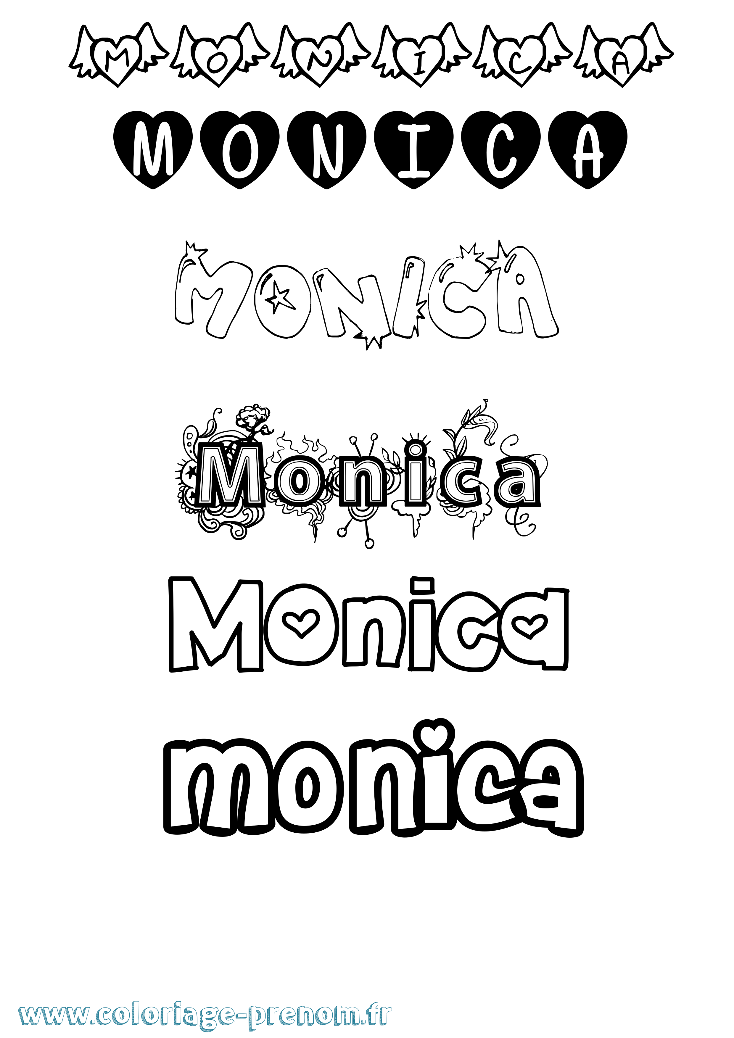 Coloriage Monica Girly Coloriage prénom Monica Girly