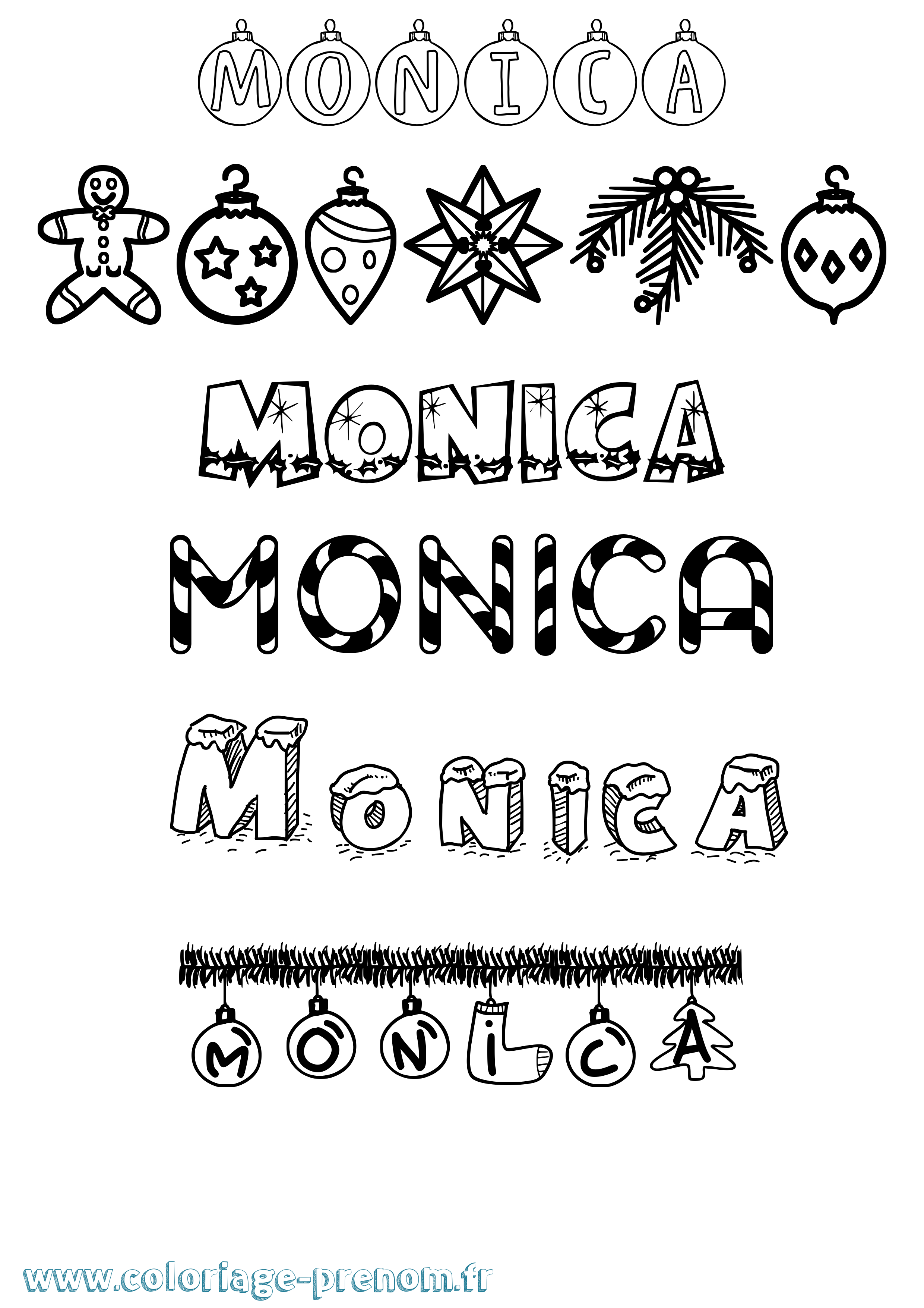 Coloriage Monica Noël Coloriage prénom Monica Noël