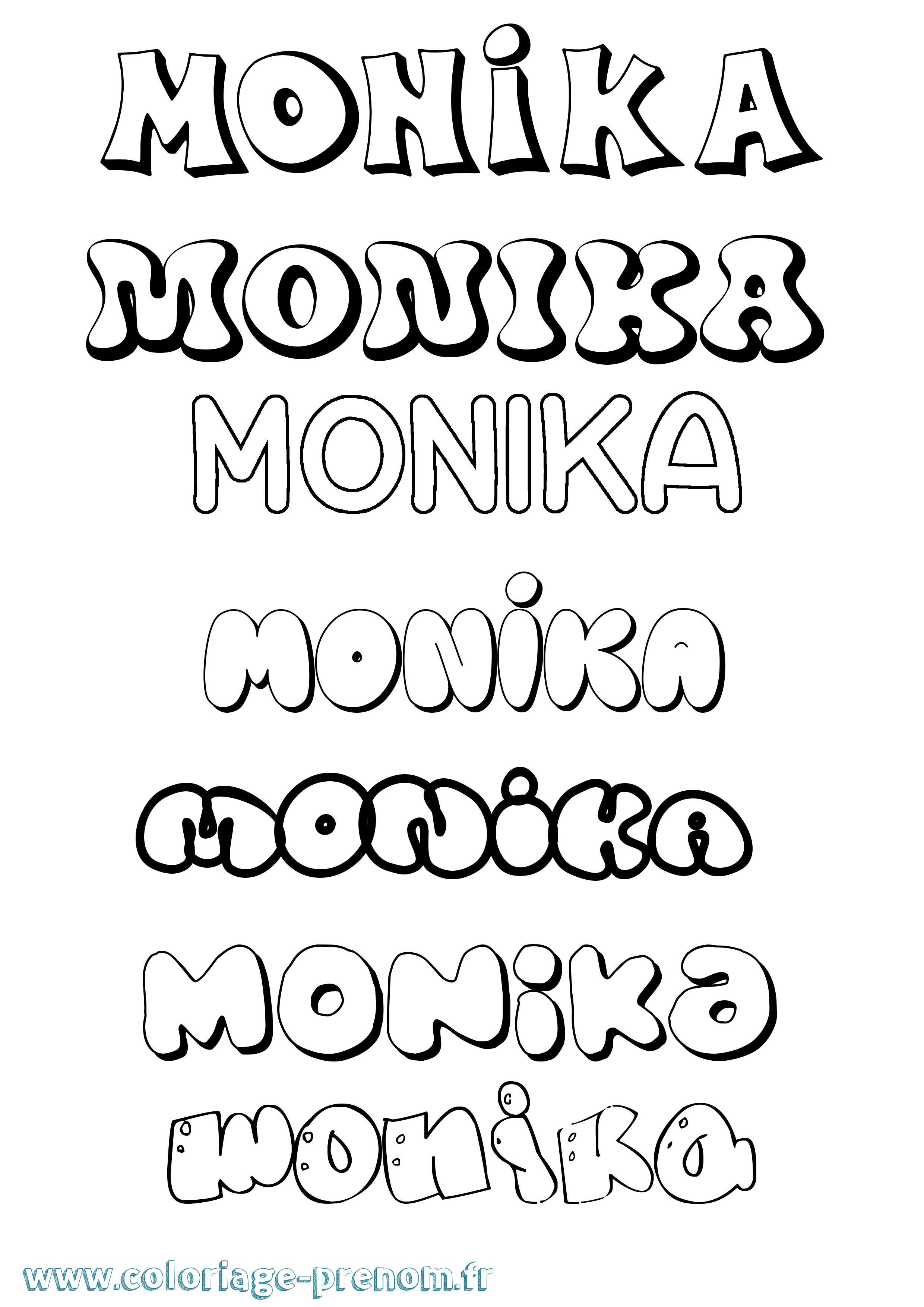 Coloriage prénom Monika Bubble
