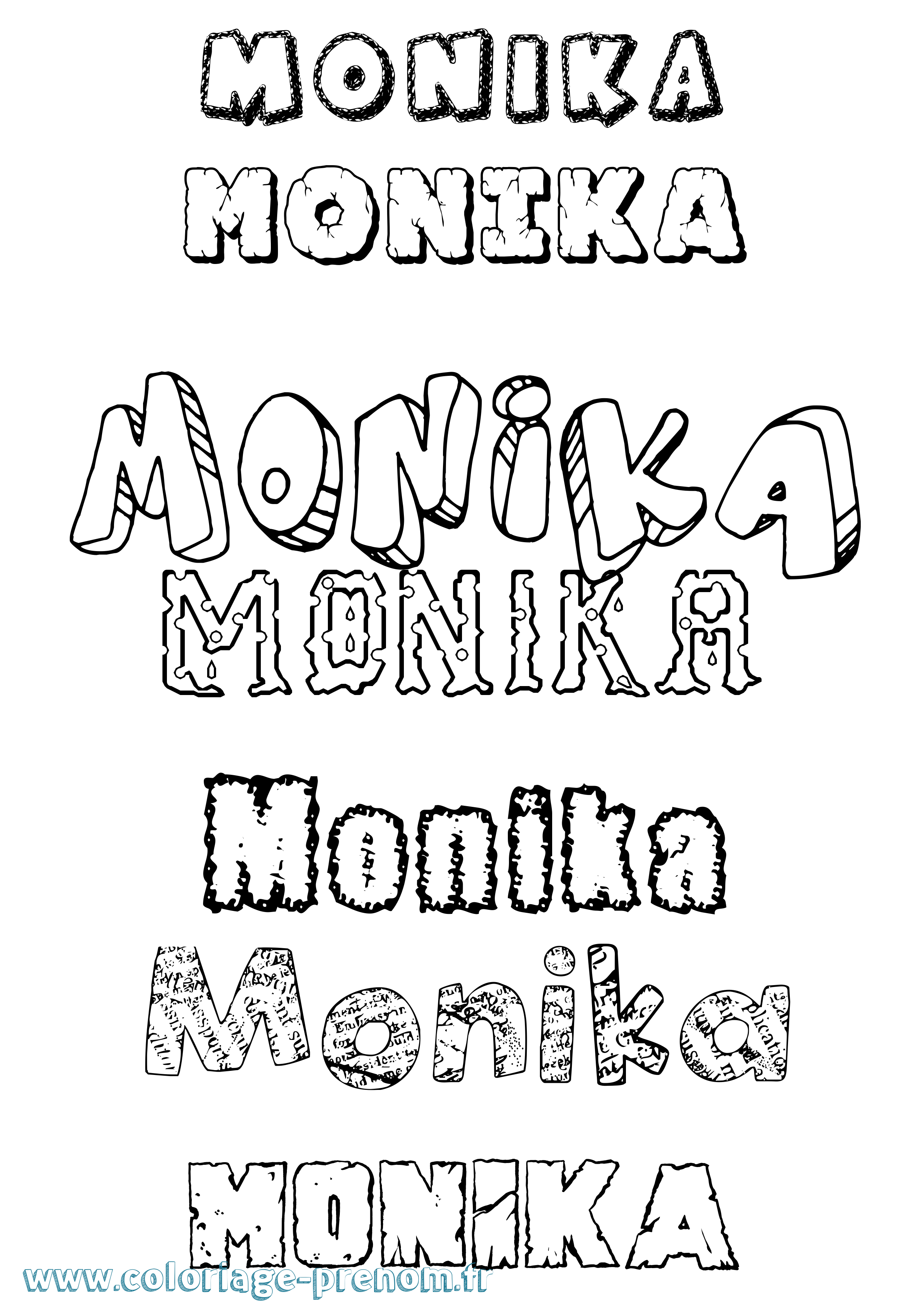 Coloriage prénom Monika Destructuré