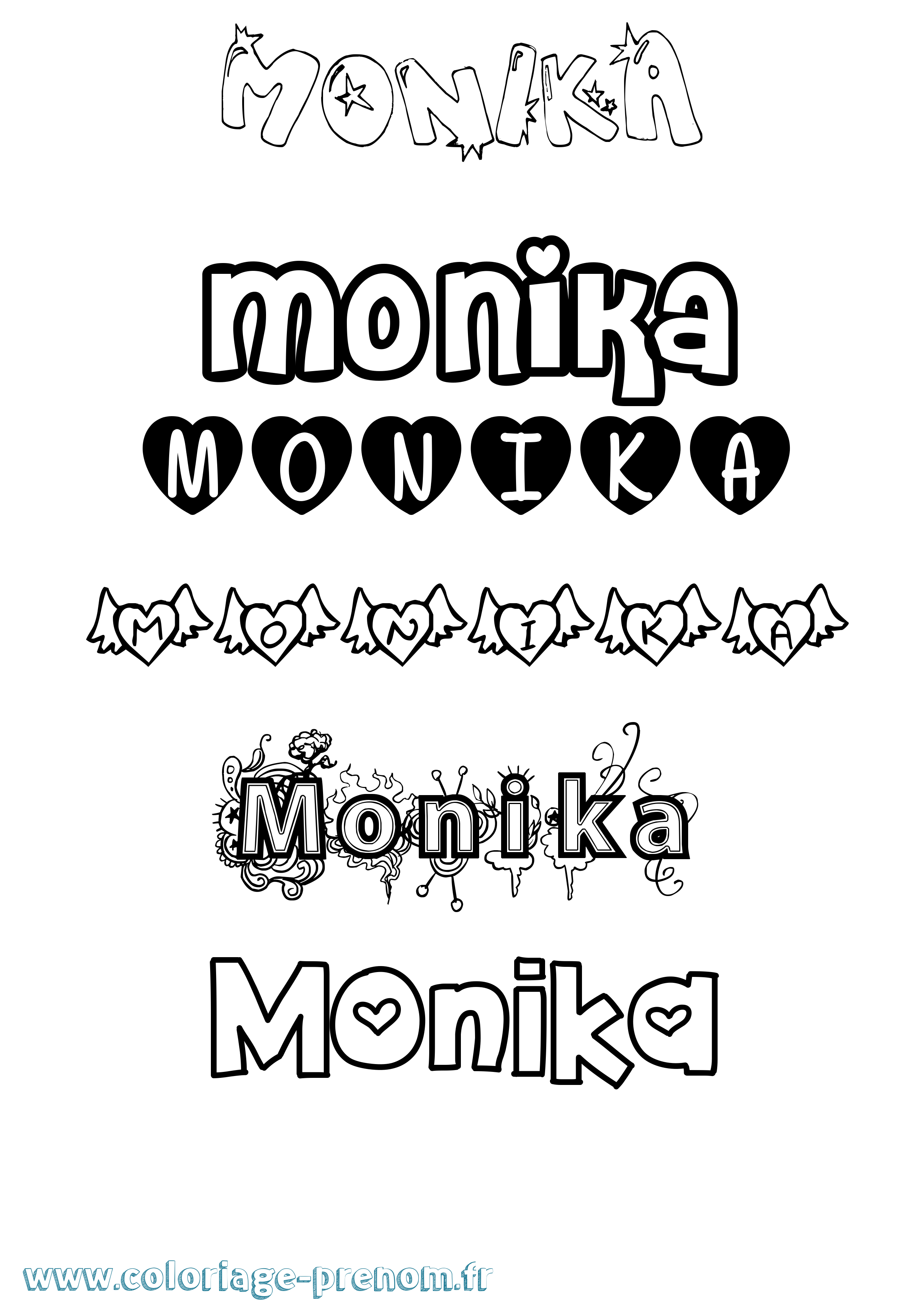 Coloriage prénom Monika Girly