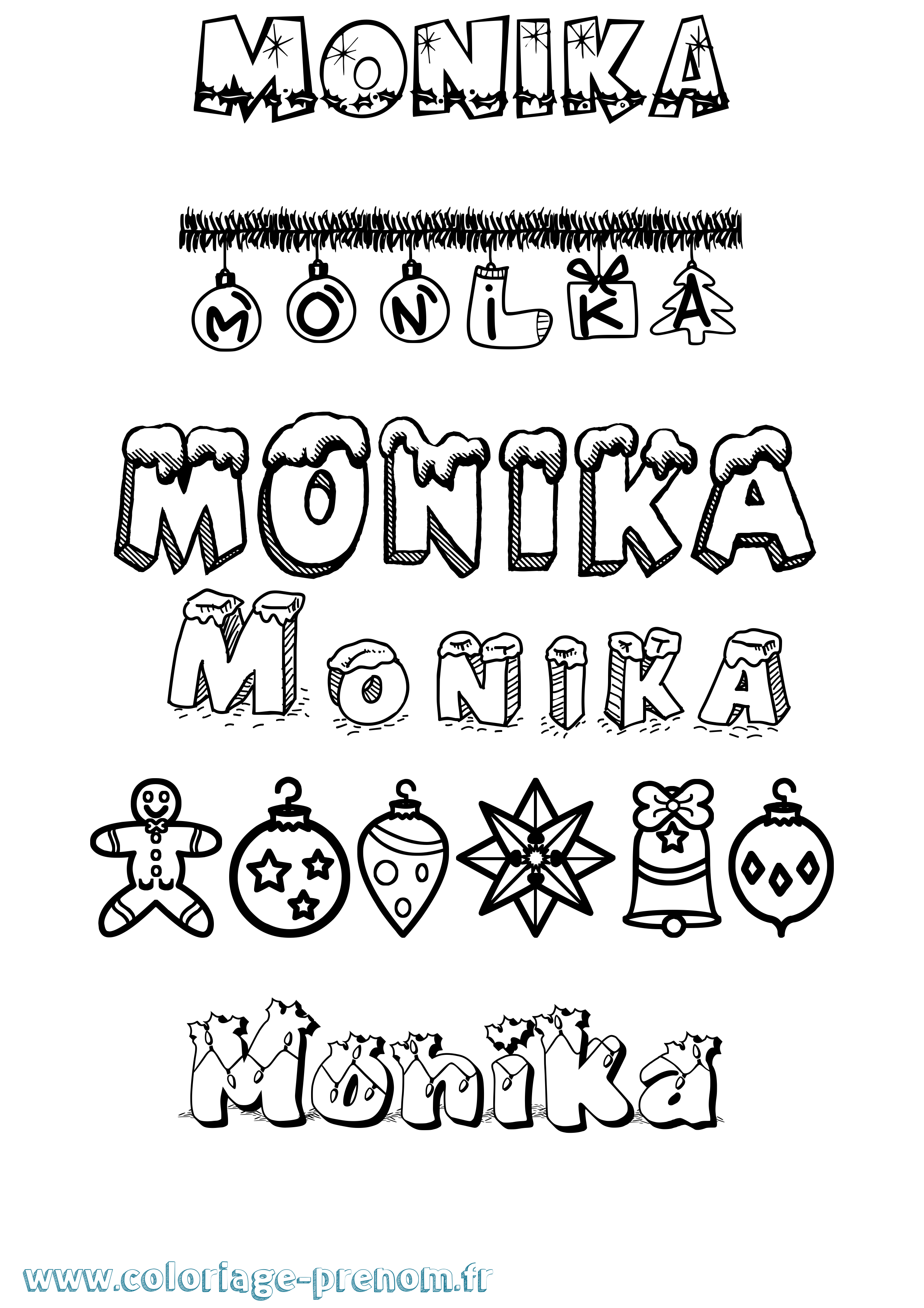 Coloriage prénom Monika Noël