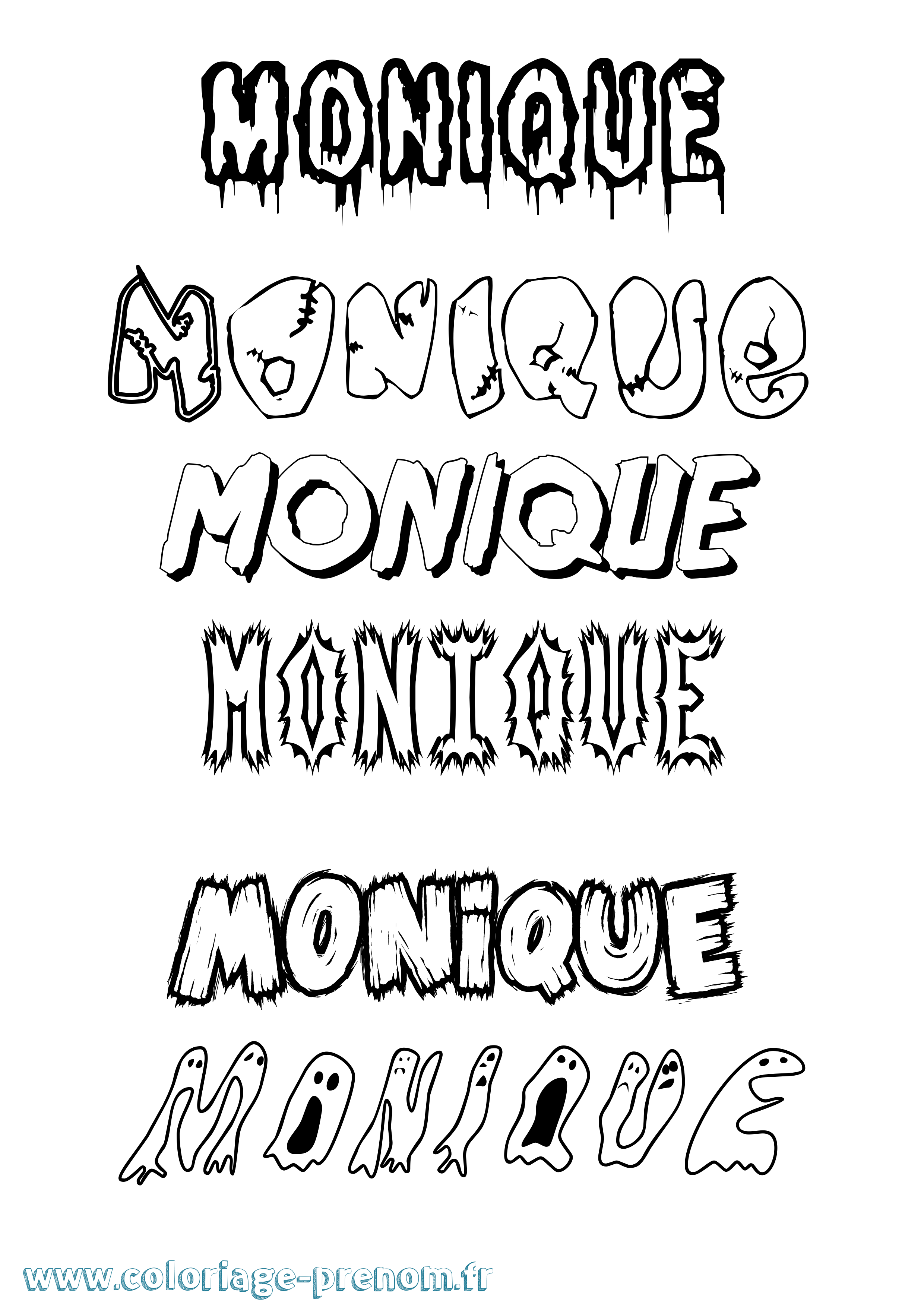 Coloriage prénom Monique Frisson