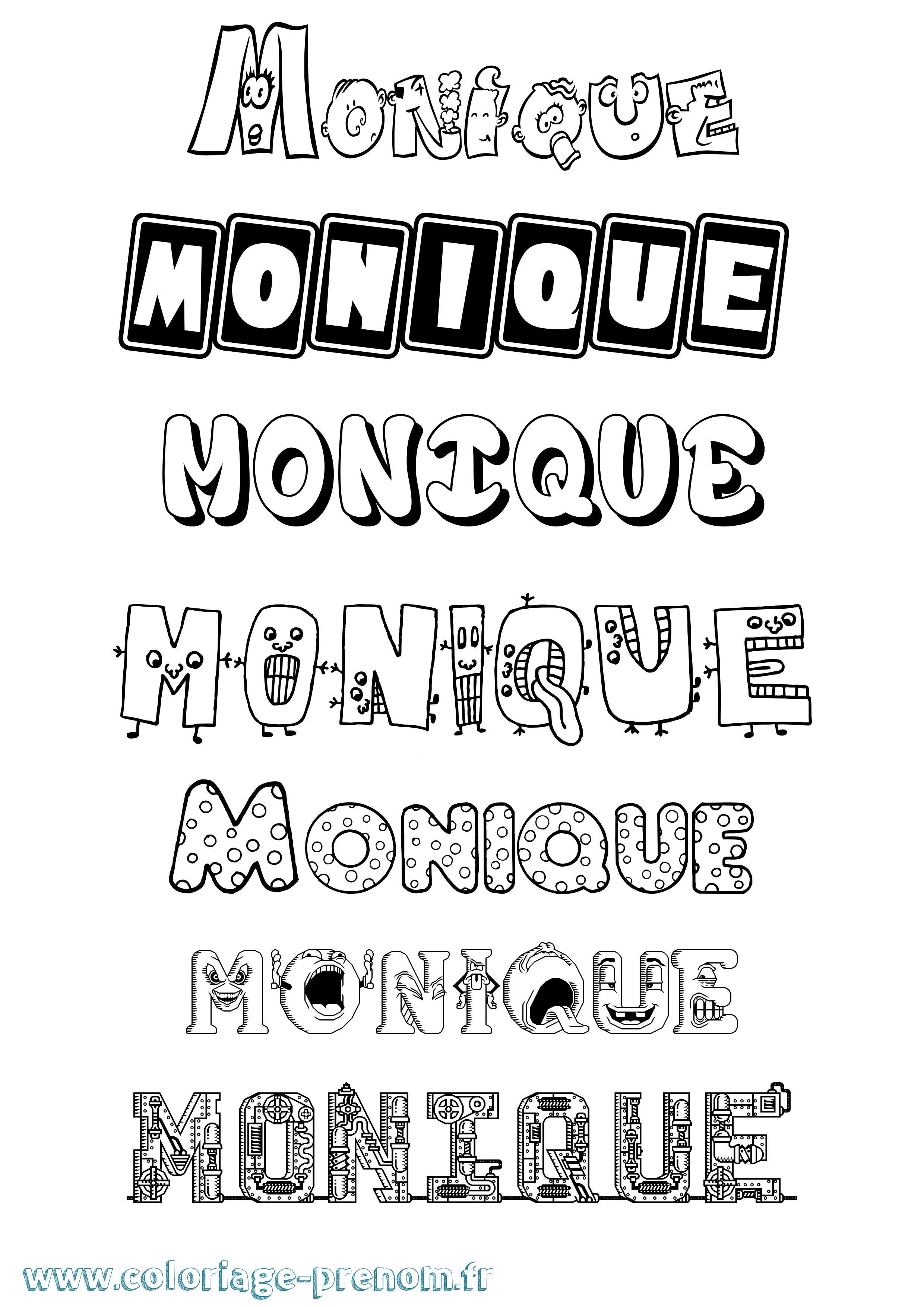 Coloriage prénom Monique Fun