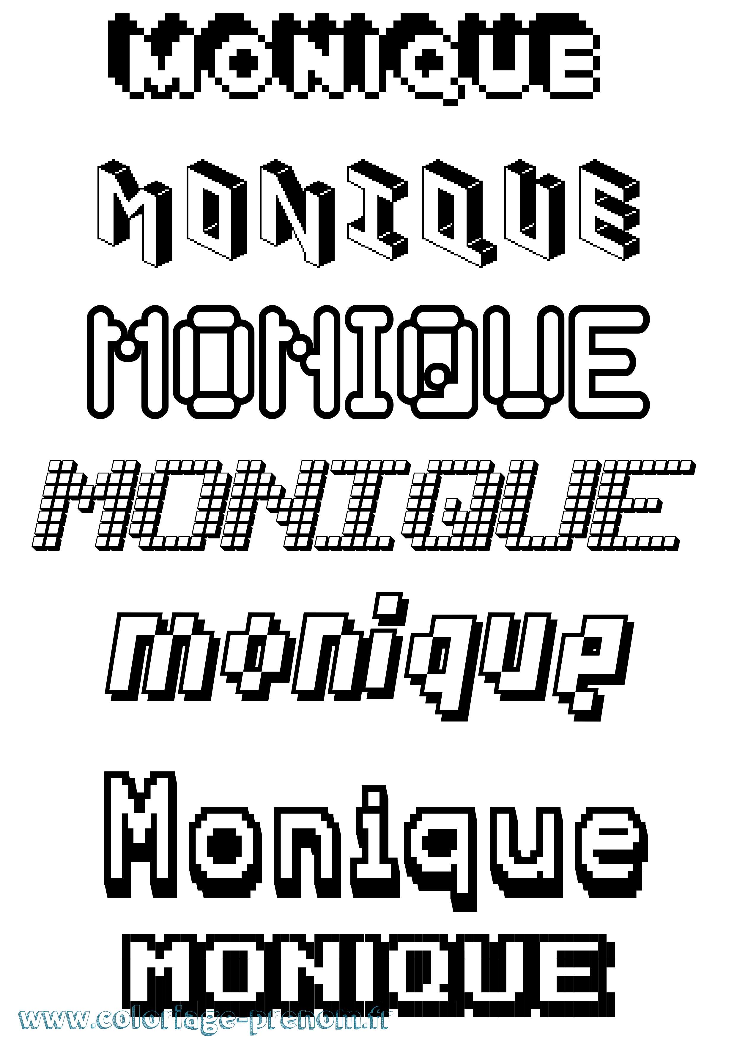 Coloriage prénom Monique Pixel