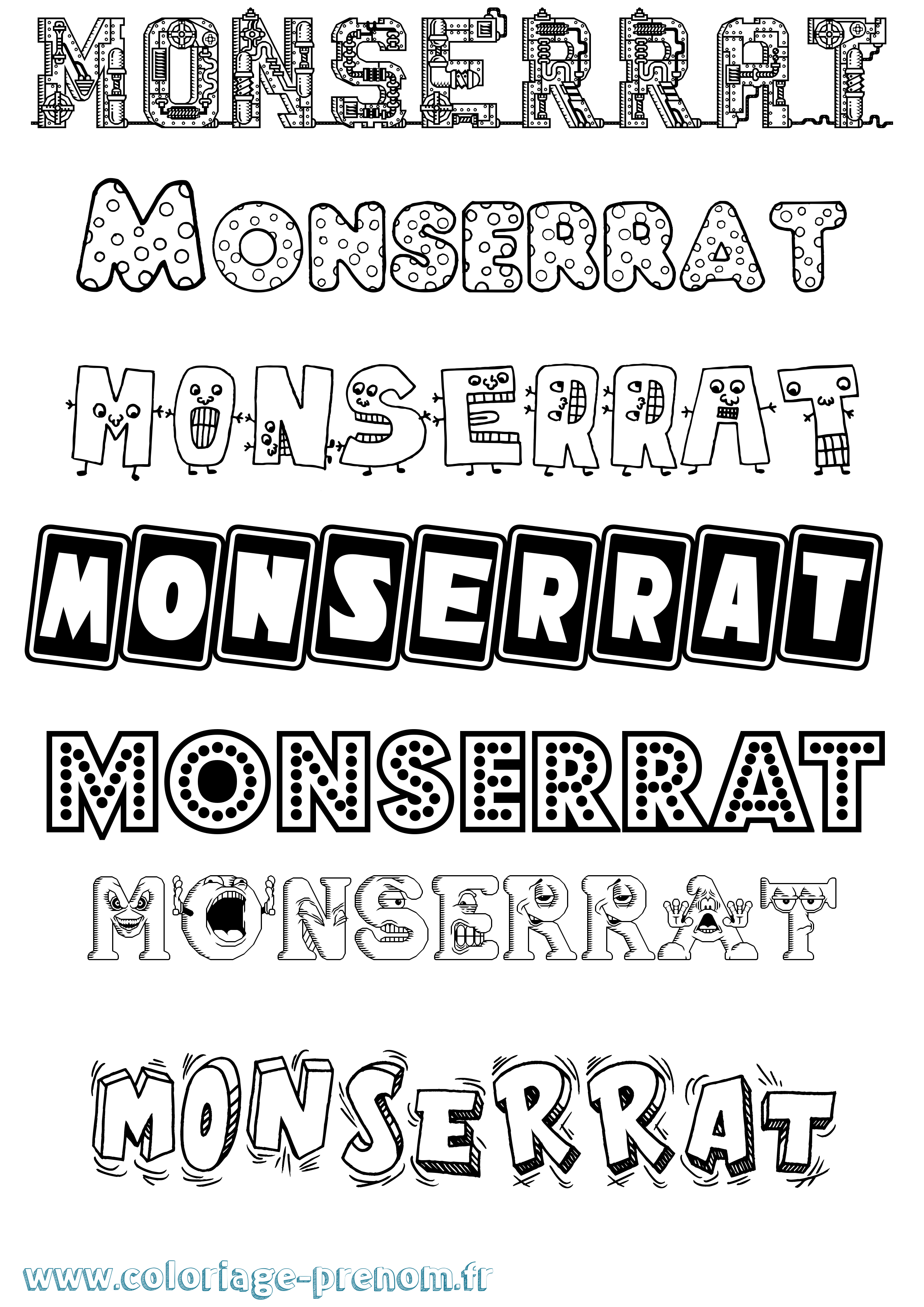 Coloriage prénom Monserrat Fun