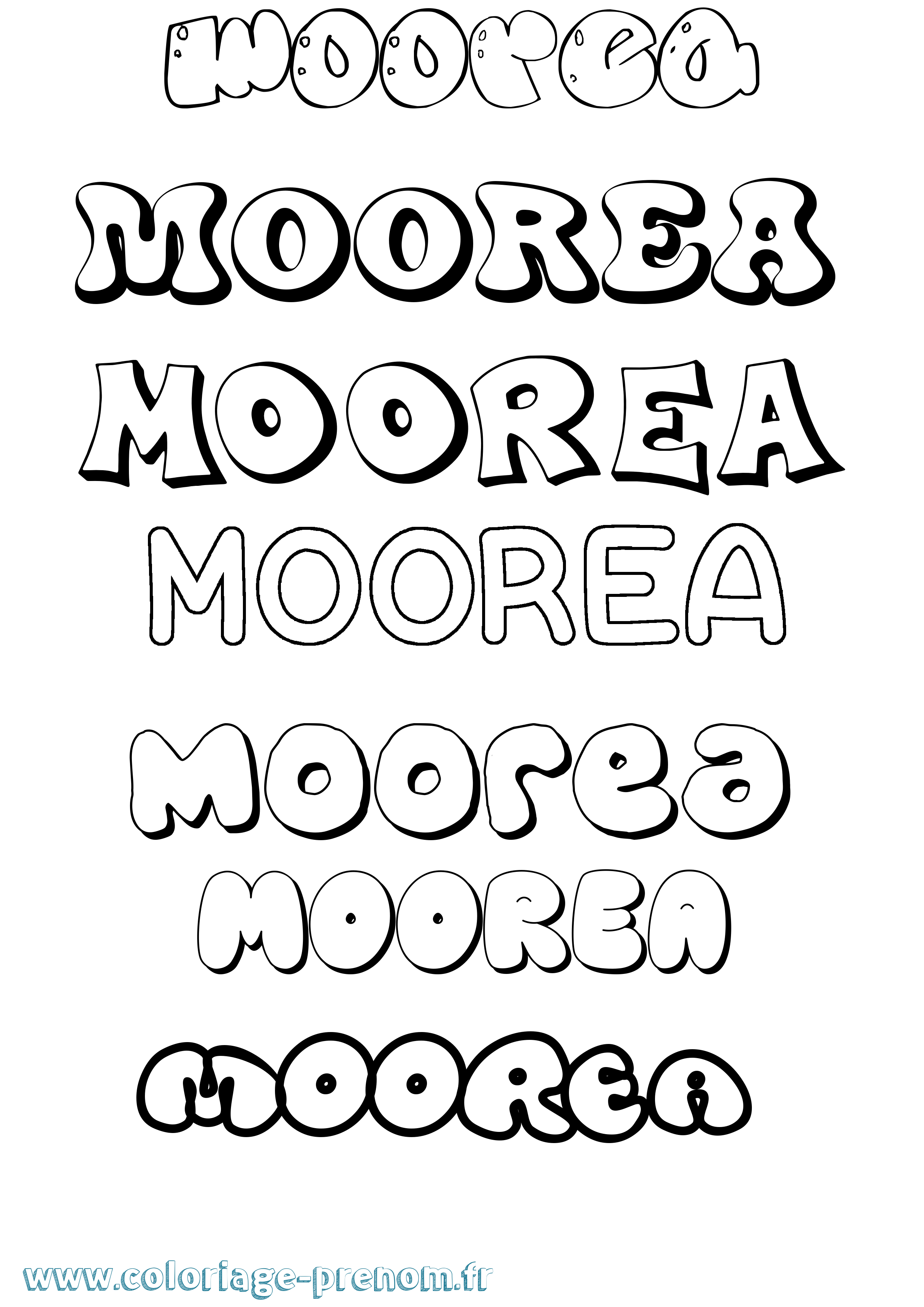 Coloriage prénom Moorea Bubble