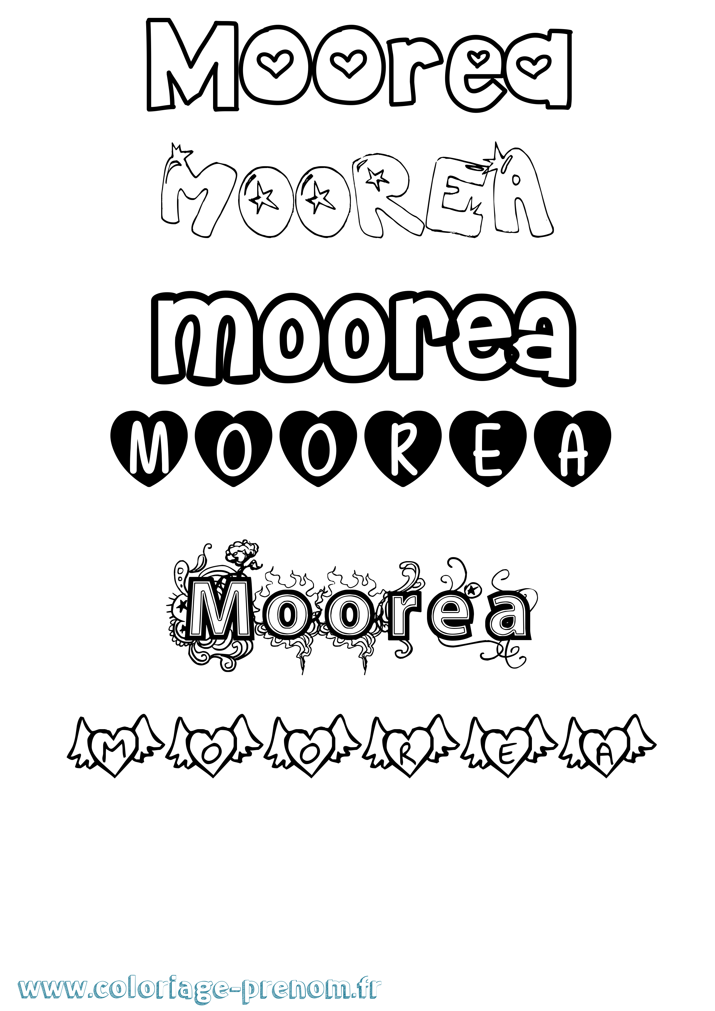Coloriage prénom Moorea Girly