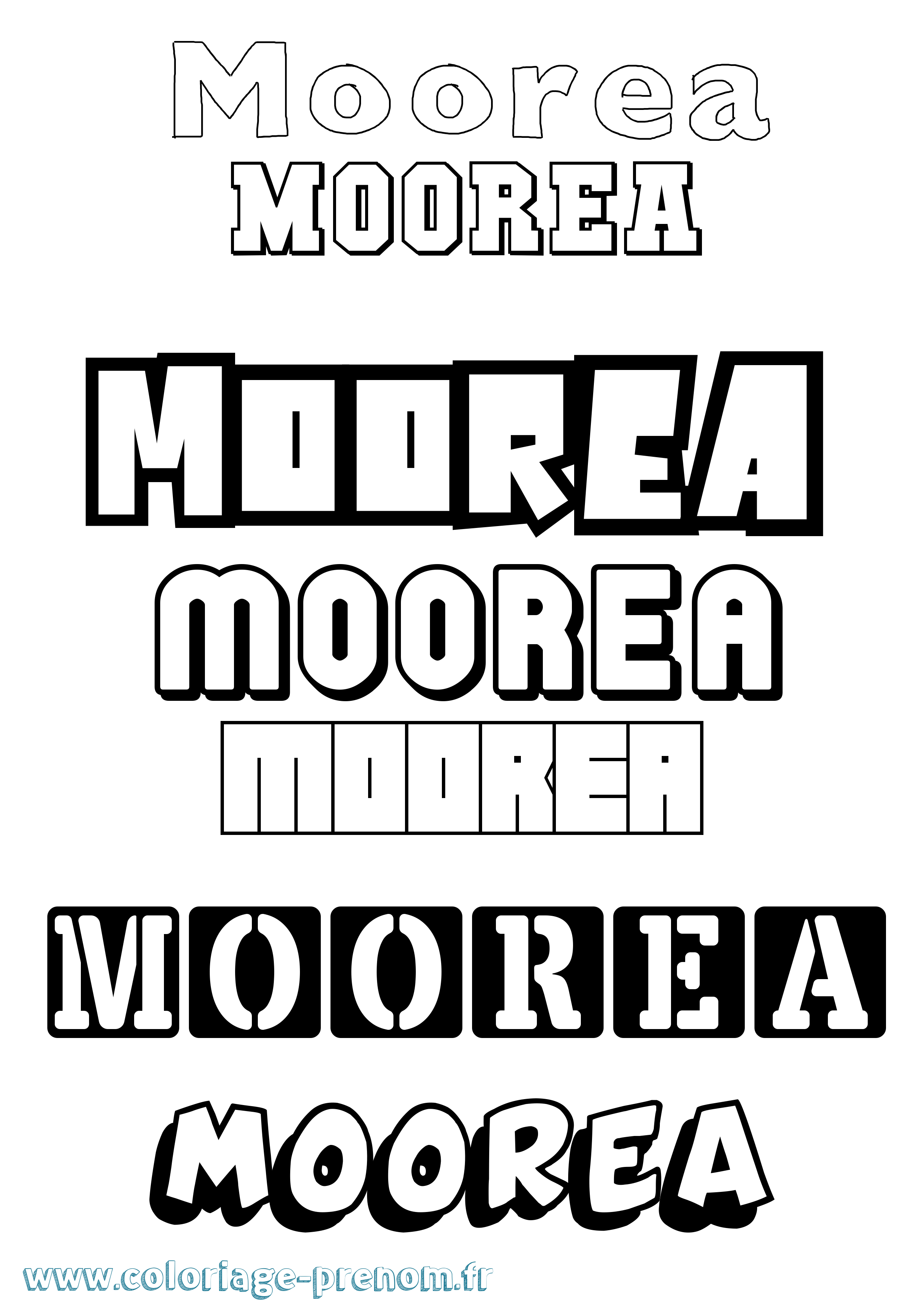 Coloriage prénom Moorea Simple