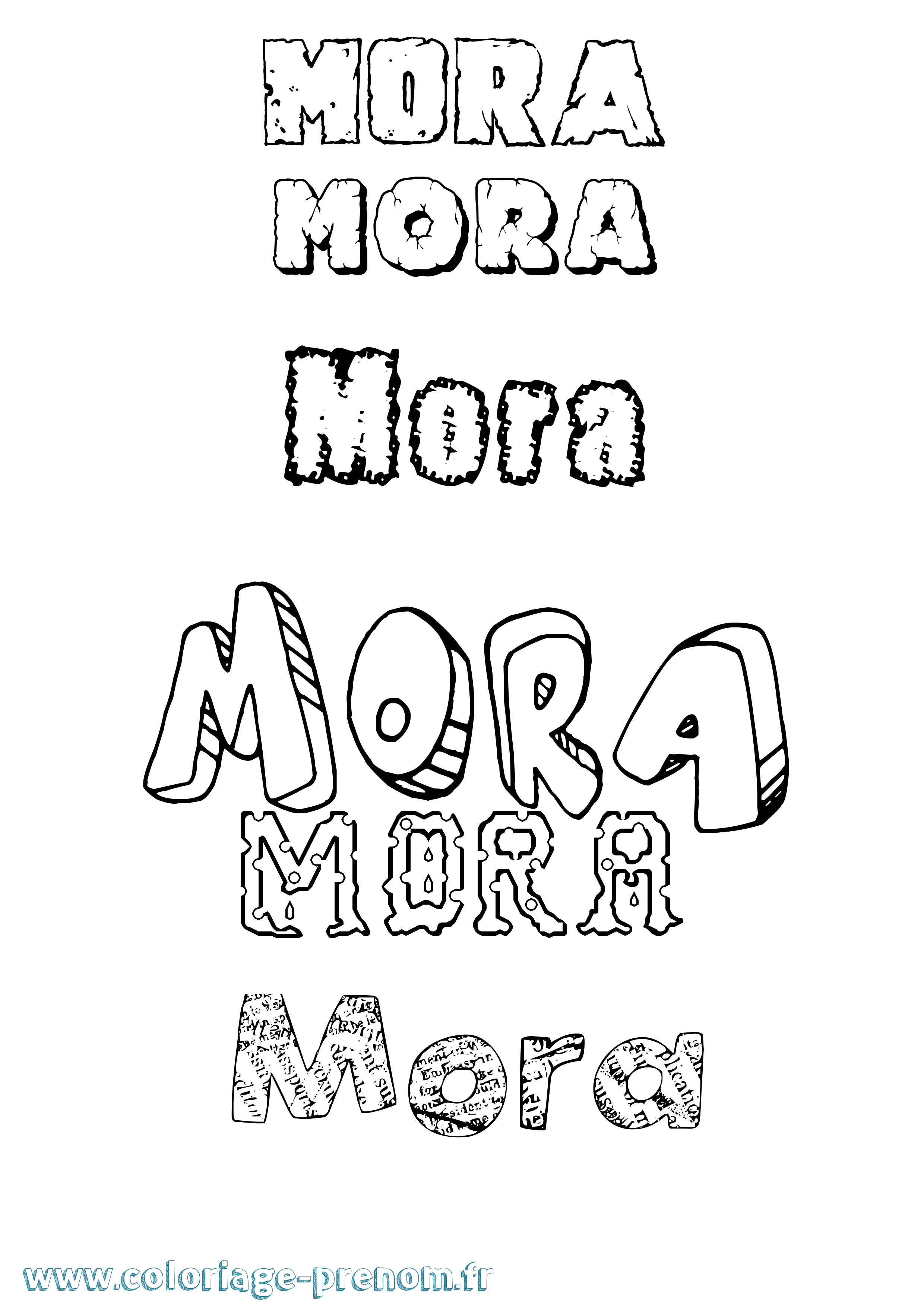 Coloriage Mora Destructuré Coloriage prénom Mora Destructuré
