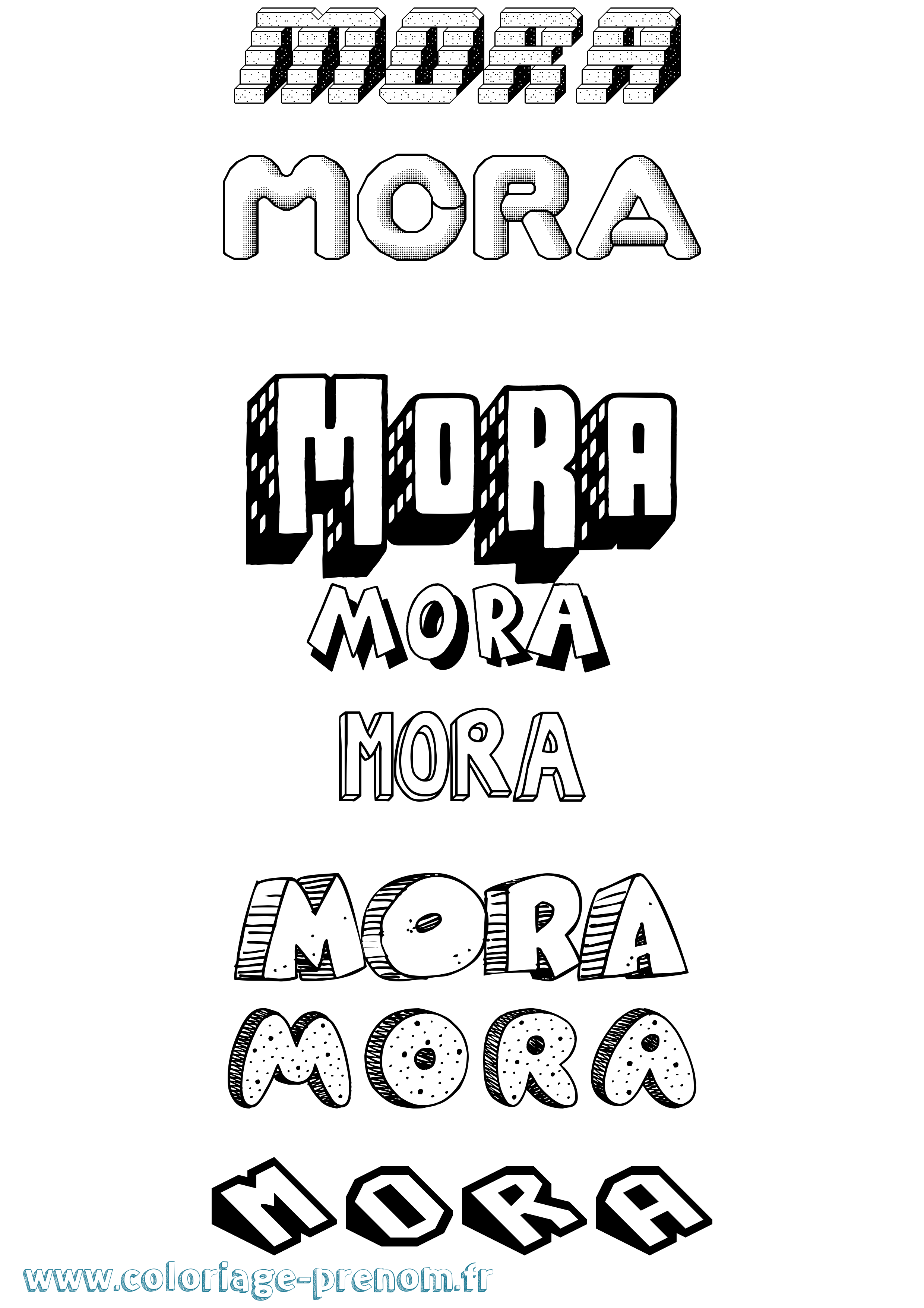 Coloriage Mora Effet 3D Coloriage prénom Mora Effet 3D