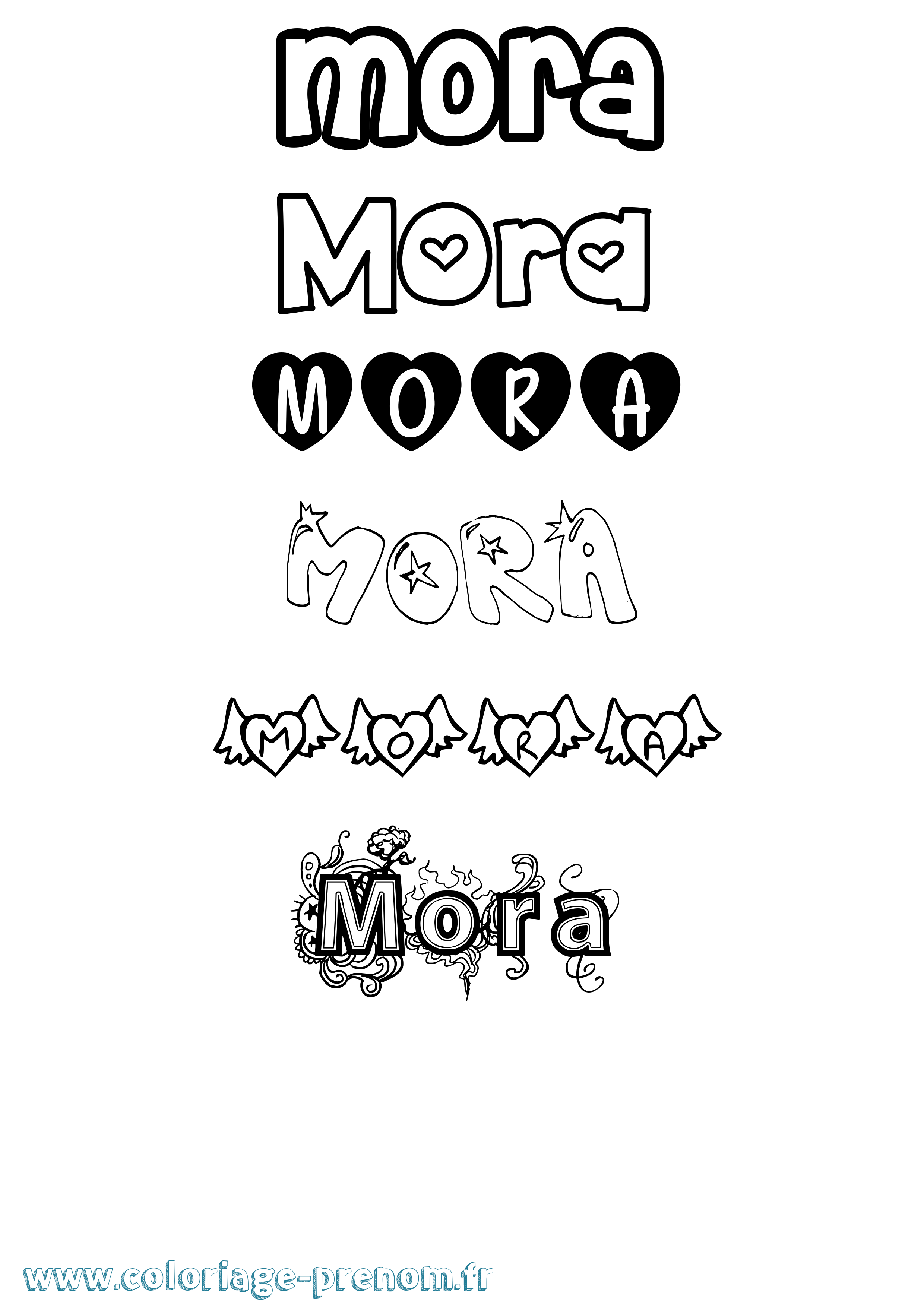 Coloriage Mora Girly Coloriage prénom Mora Girly