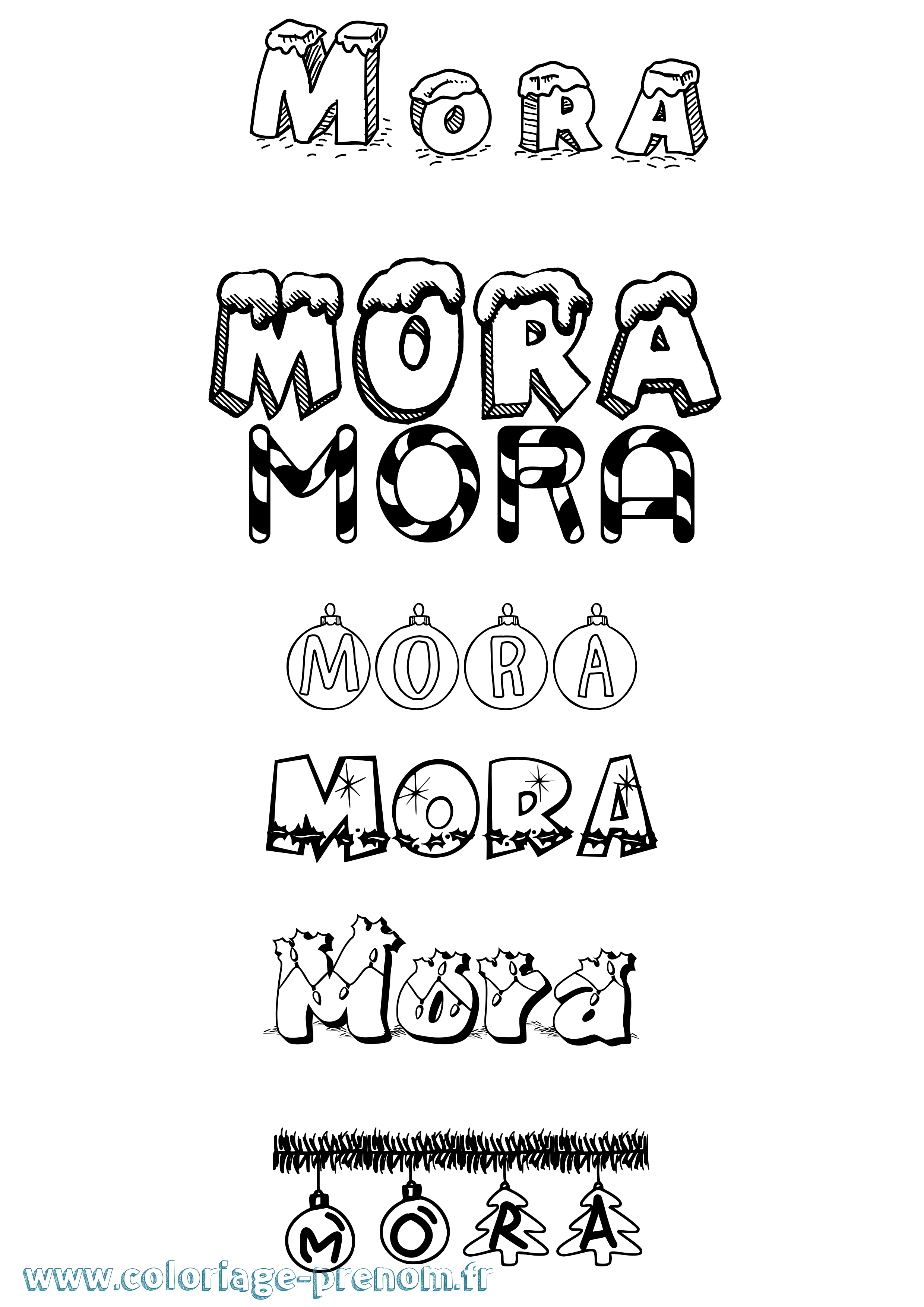 Coloriage Mora Noël Coloriage prénom Mora Noël