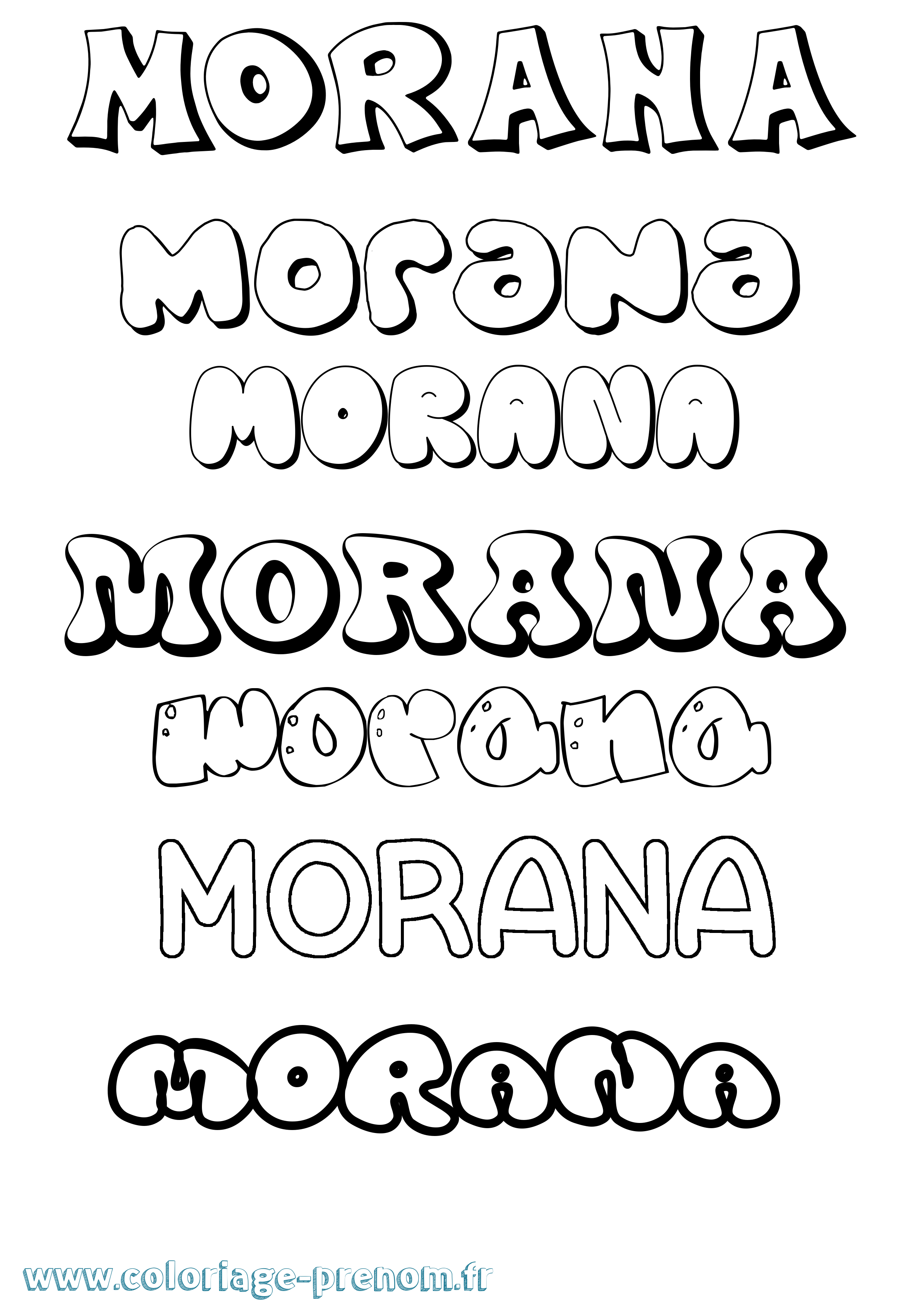 Coloriage prénom Morana Bubble