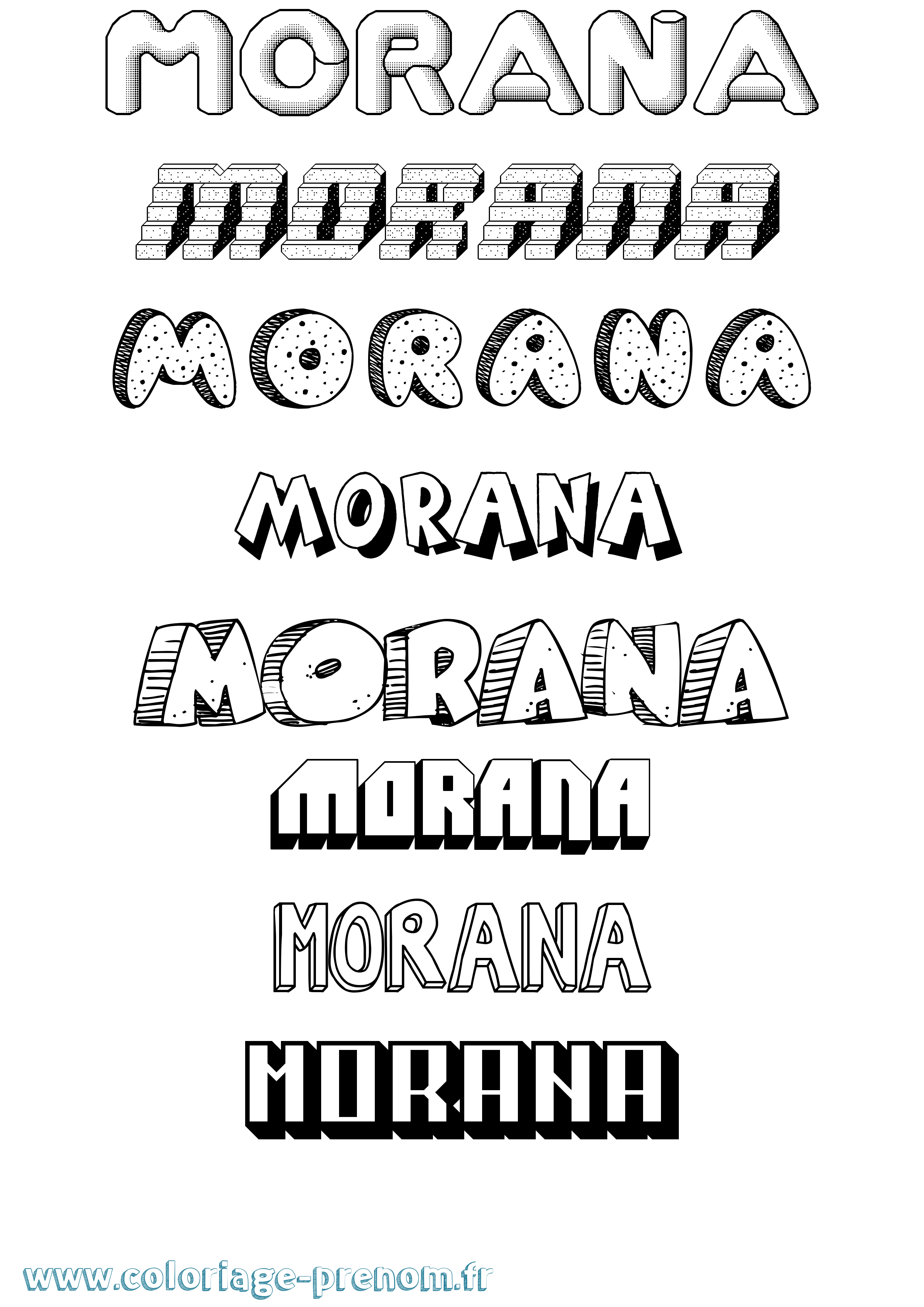 Coloriage prénom Morana Effet 3D