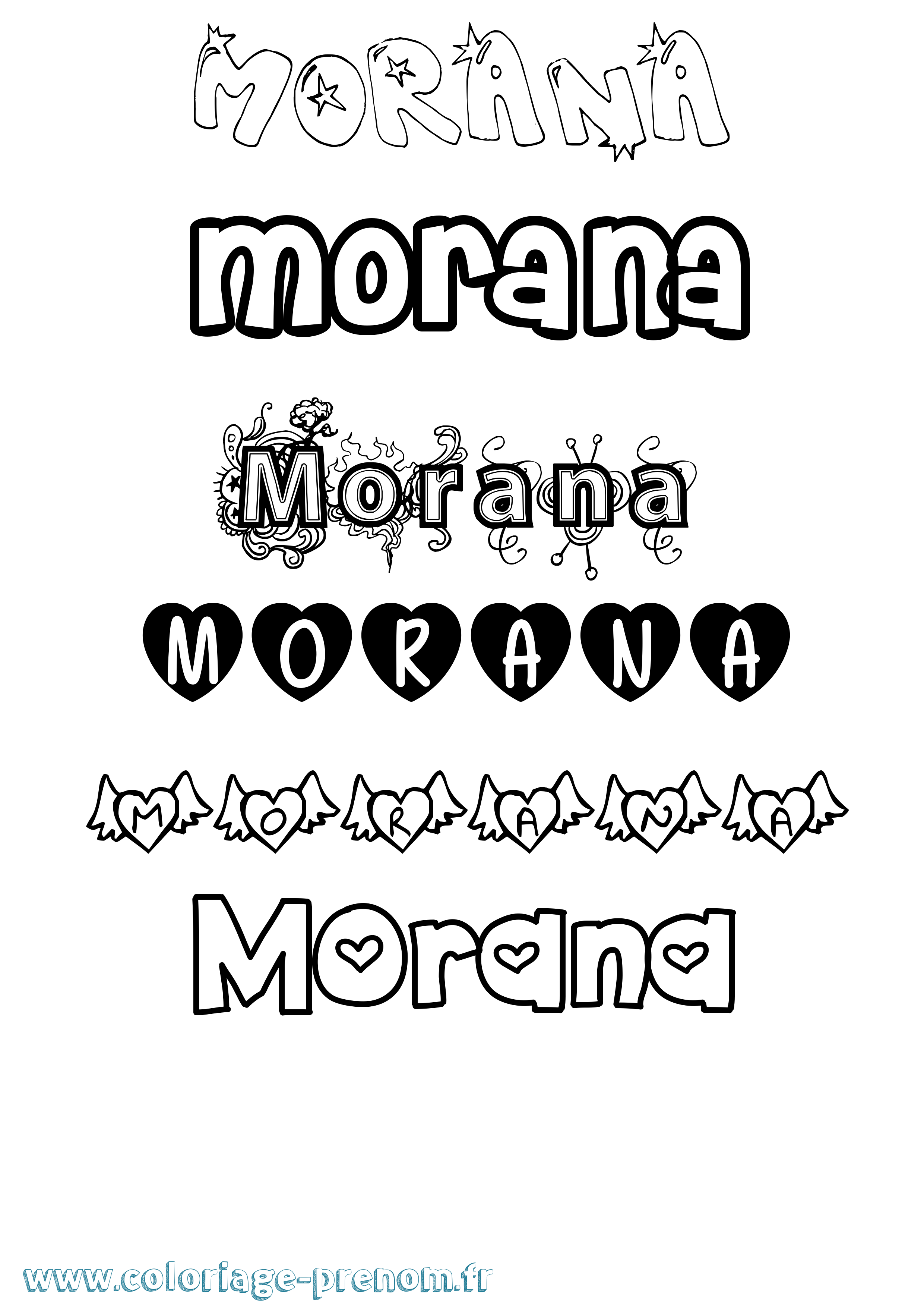 Coloriage prénom Morana Girly
