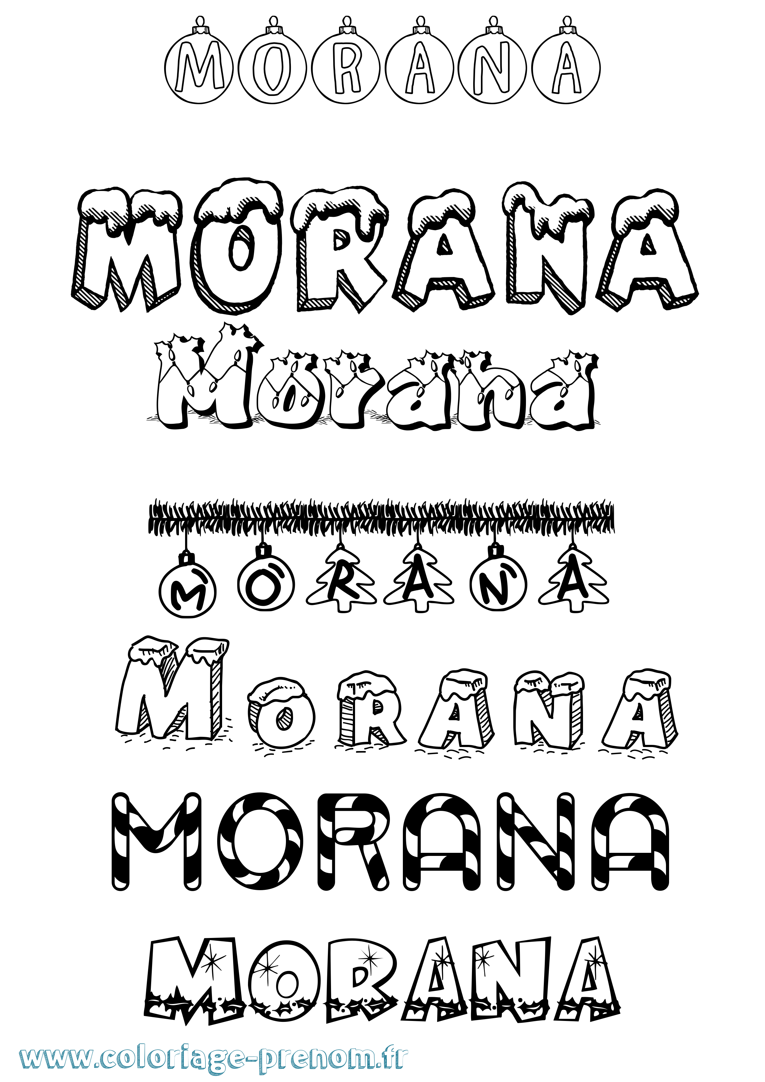 Coloriage prénom Morana Noël