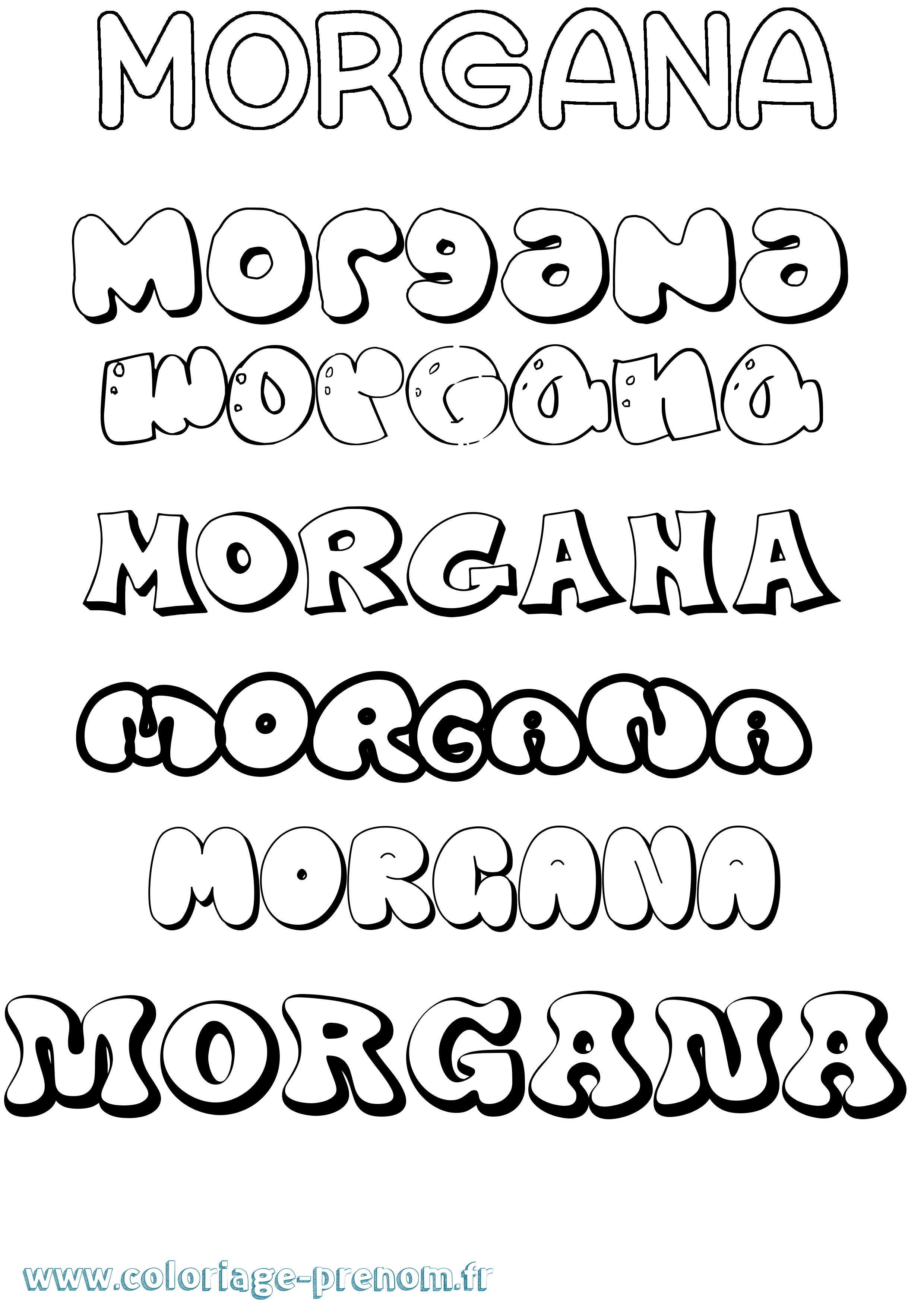 Coloriage prénom Morgana Bubble
