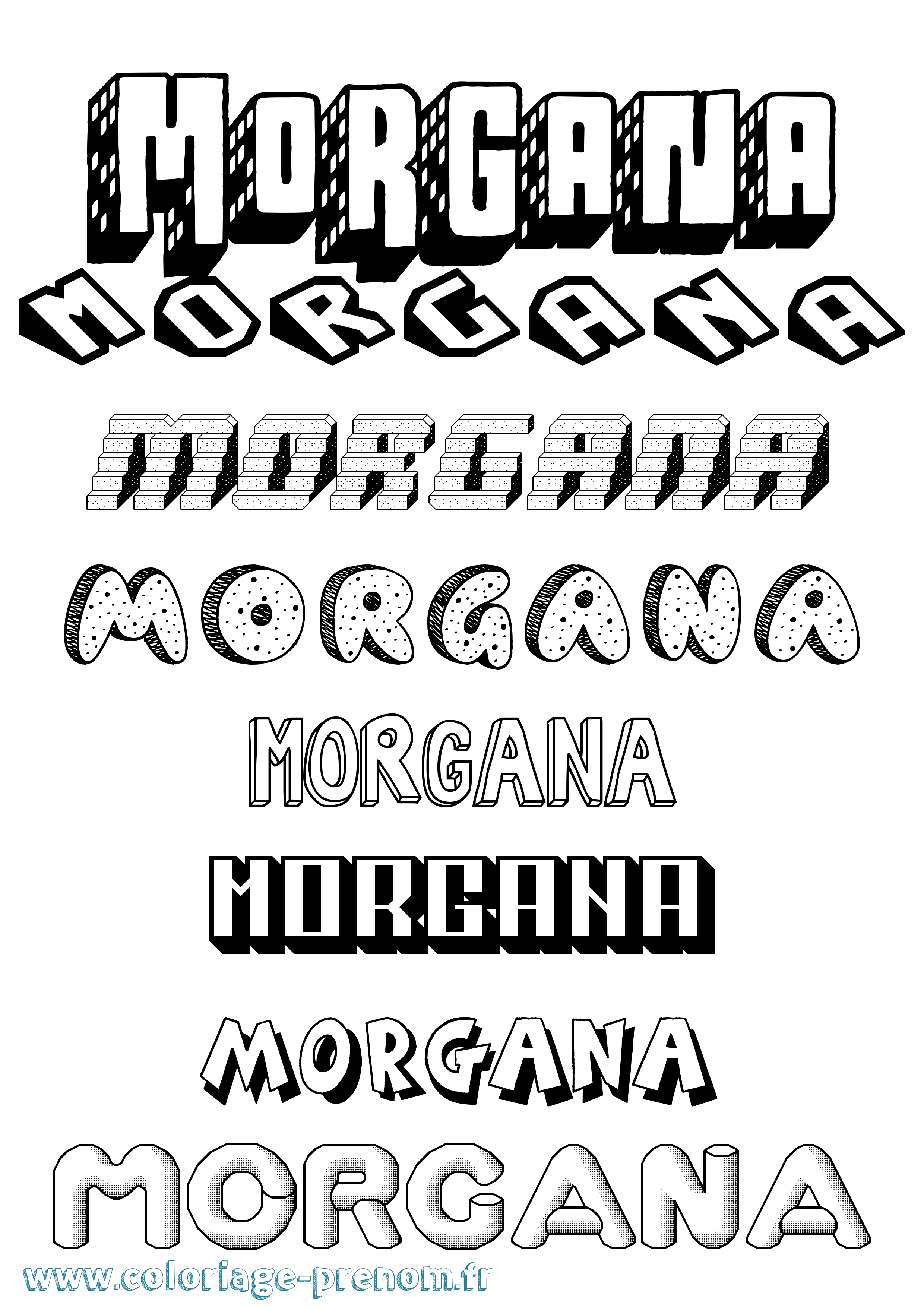 Coloriage prénom Morgana Effet 3D