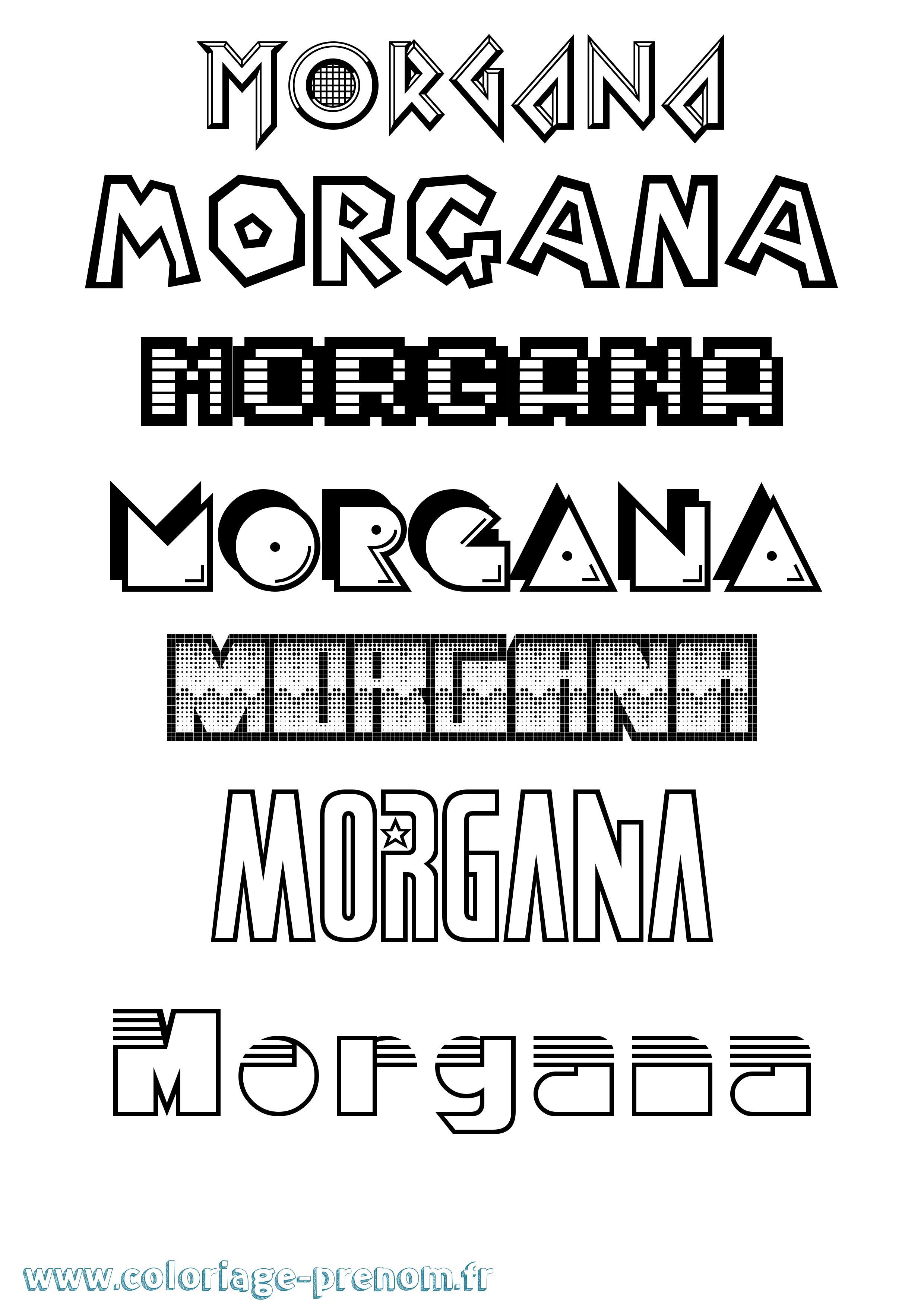 Coloriage prénom Morgana Jeux Vidéos