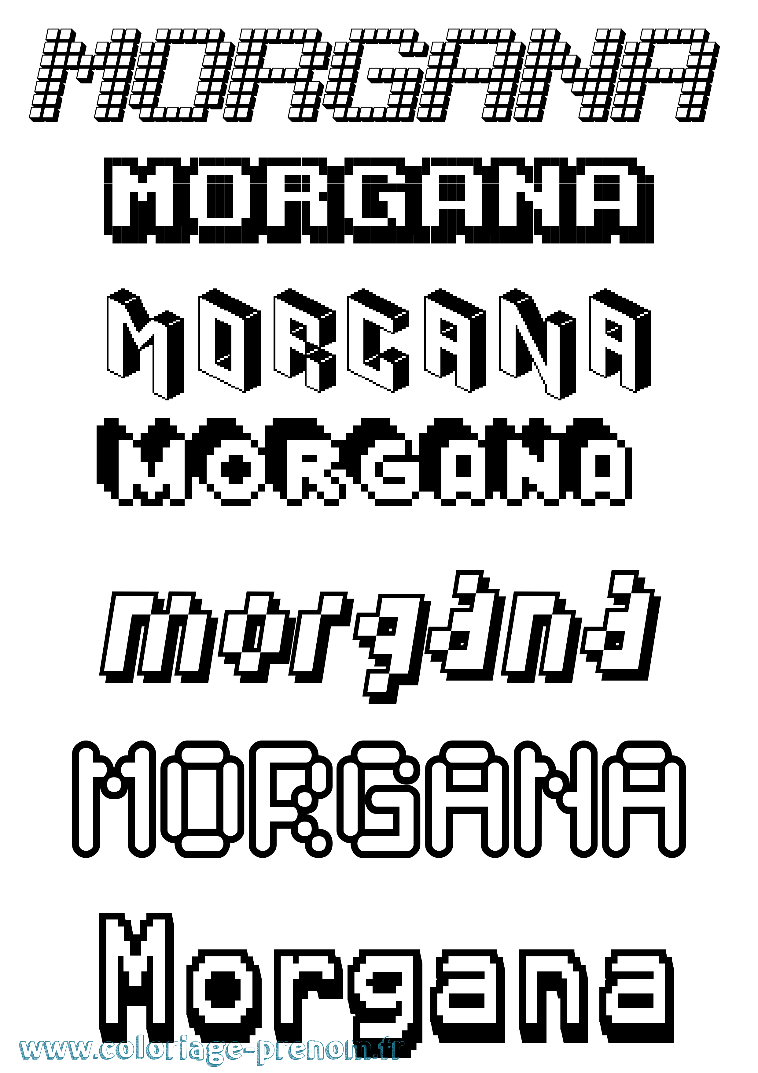 Coloriage prénom Morgana Pixel