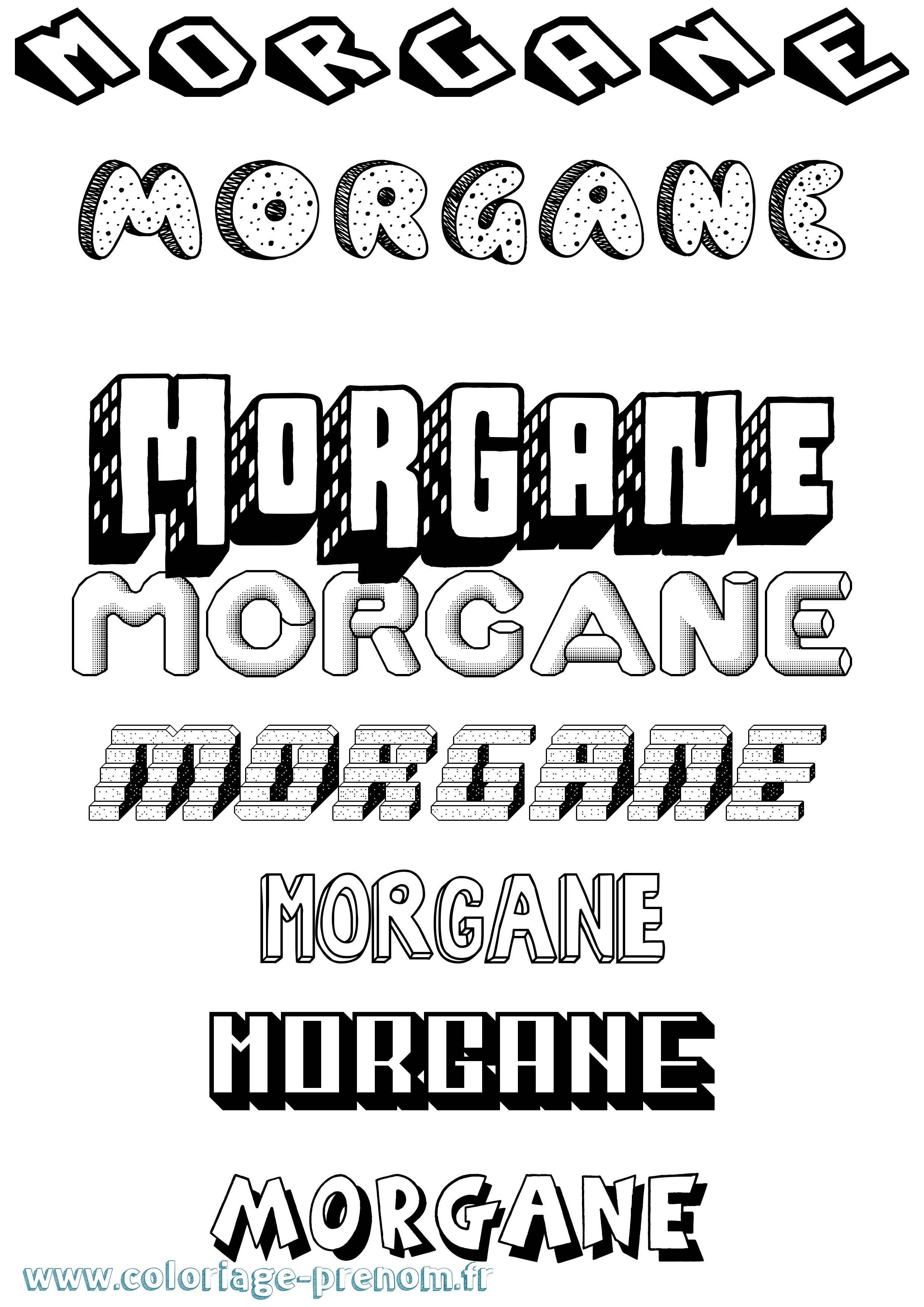 Coloriage prénom Morgane Effet 3D