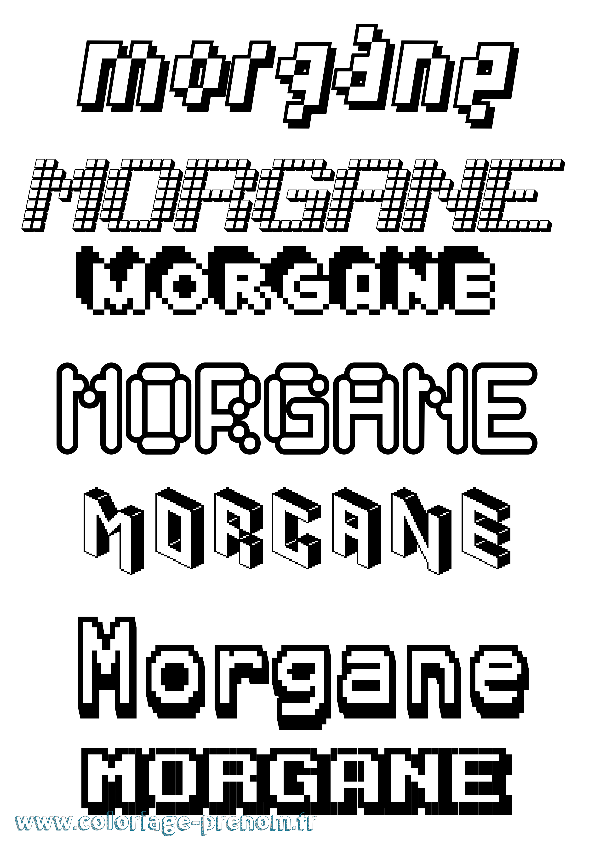 Coloriage prénom Morgane Pixel