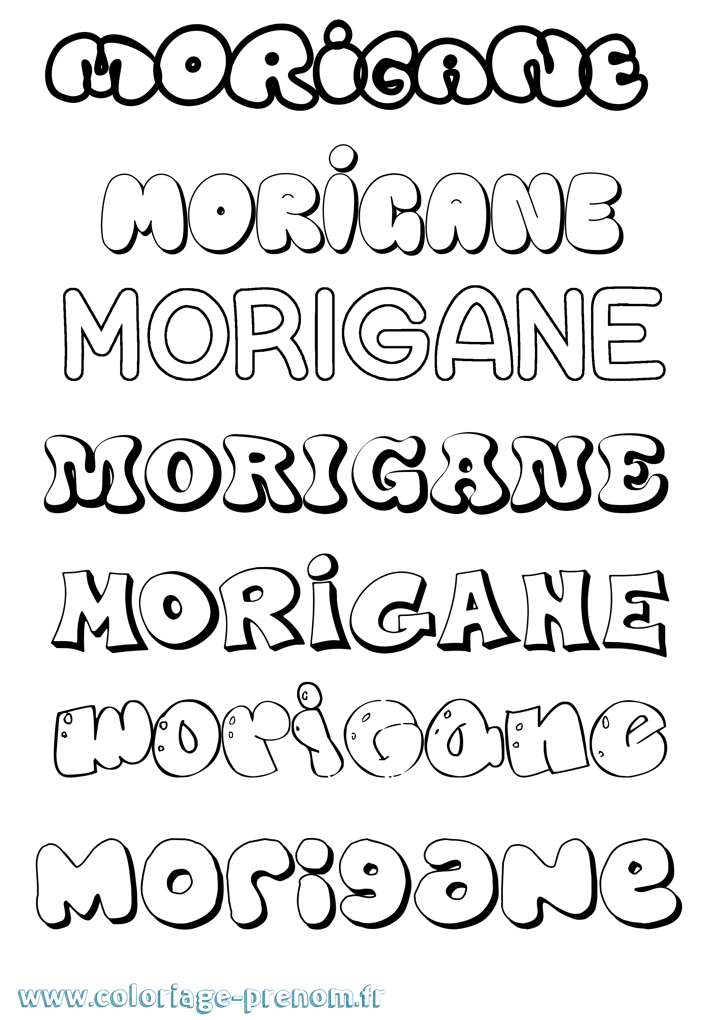 Coloriage Morigane Bubble Coloriage prénom Morigane Bubble