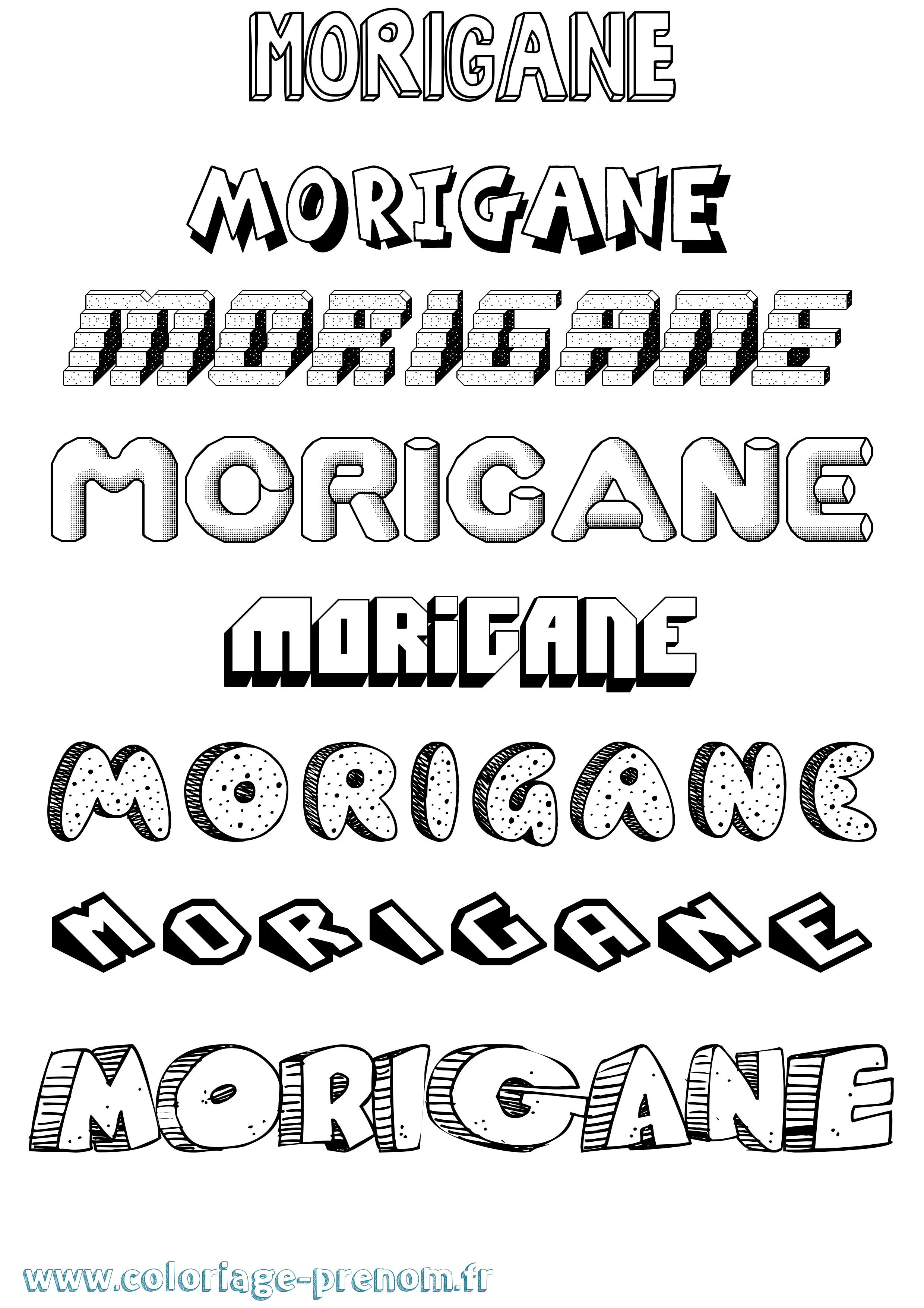 Coloriage Morigane Effet 3D Coloriage prénom Morigane Effet 3D