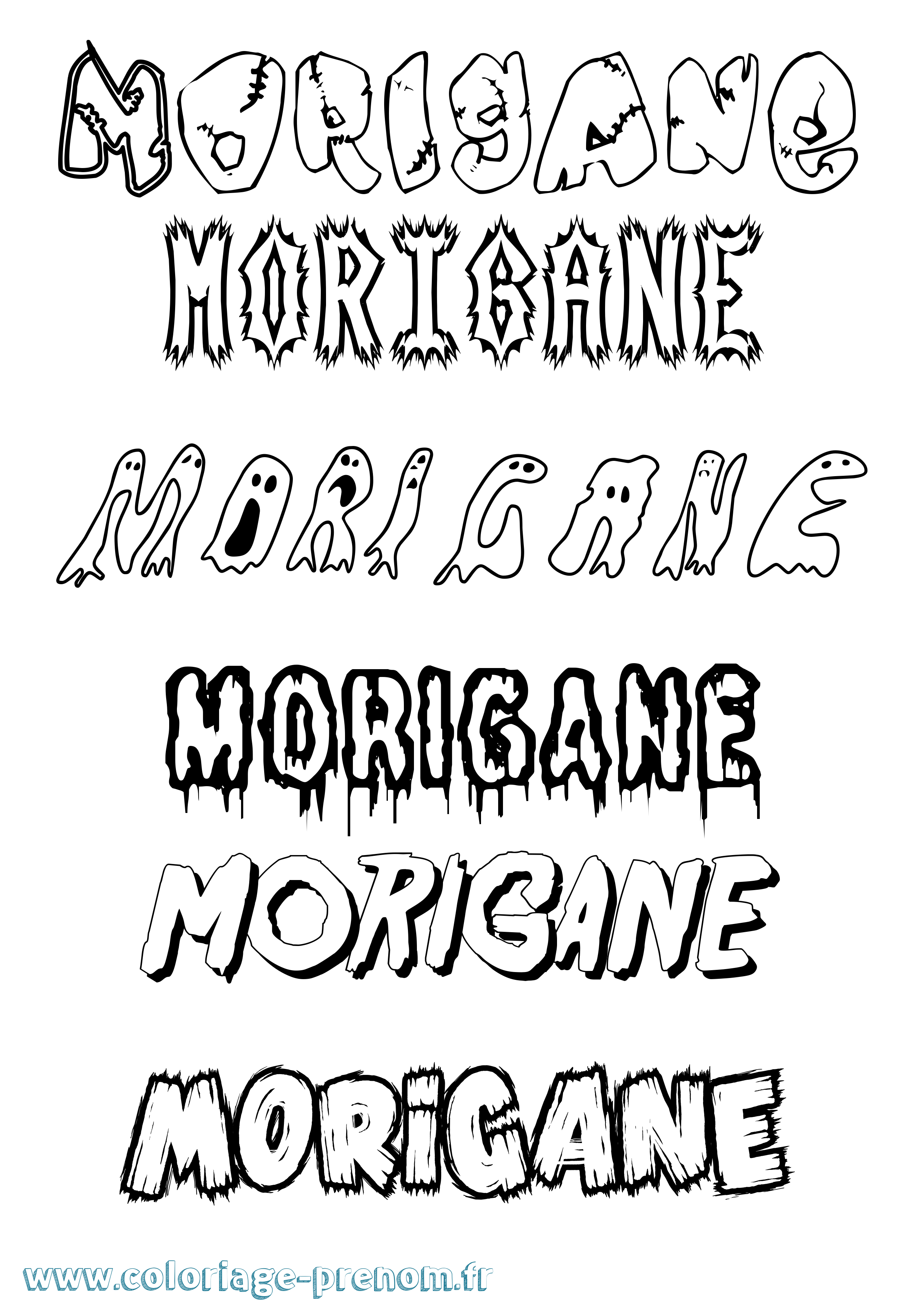 Coloriage Morigane Frisson Coloriage prénom Morigane Frisson