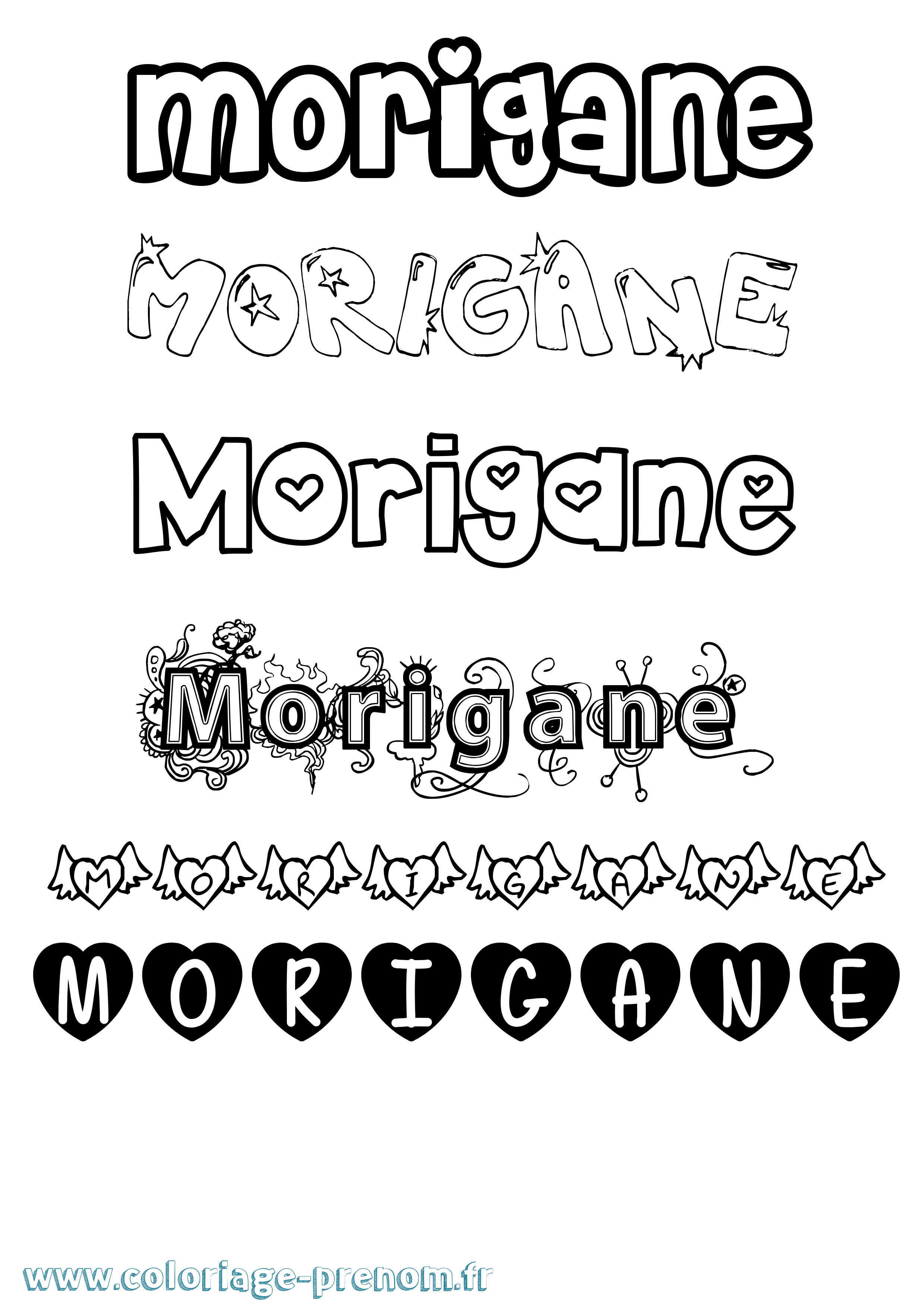 Coloriage Morigane Girly Coloriage prénom Morigane Girly