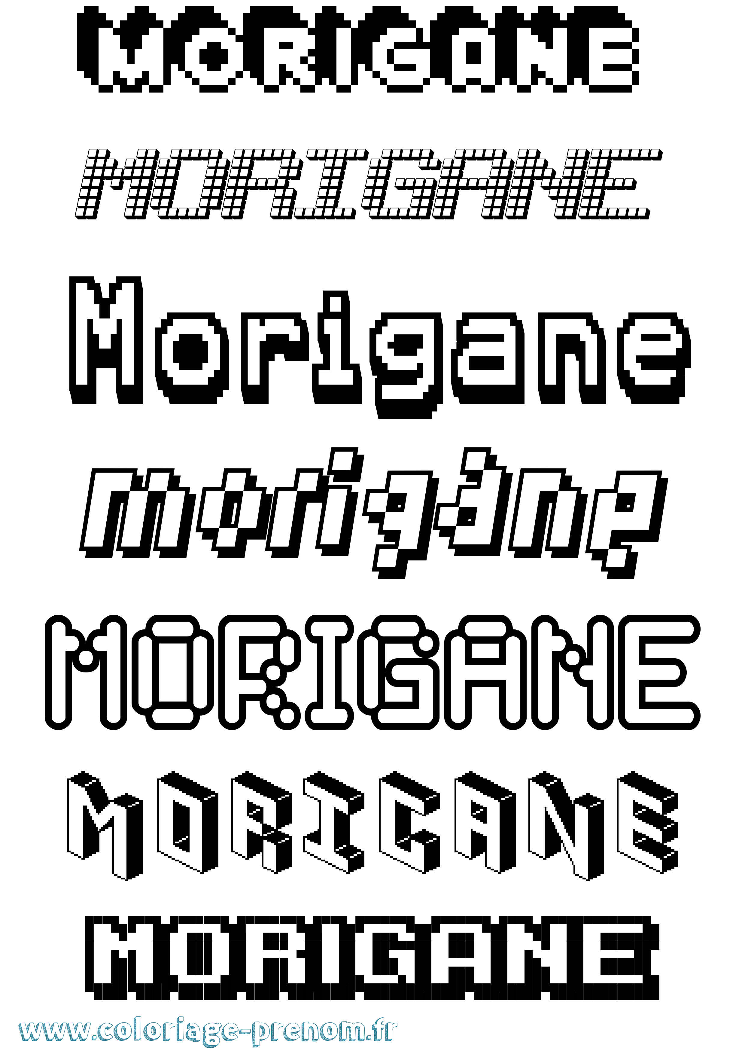 Coloriage Morigane Pixel Coloriage prénom Morigane Pixel