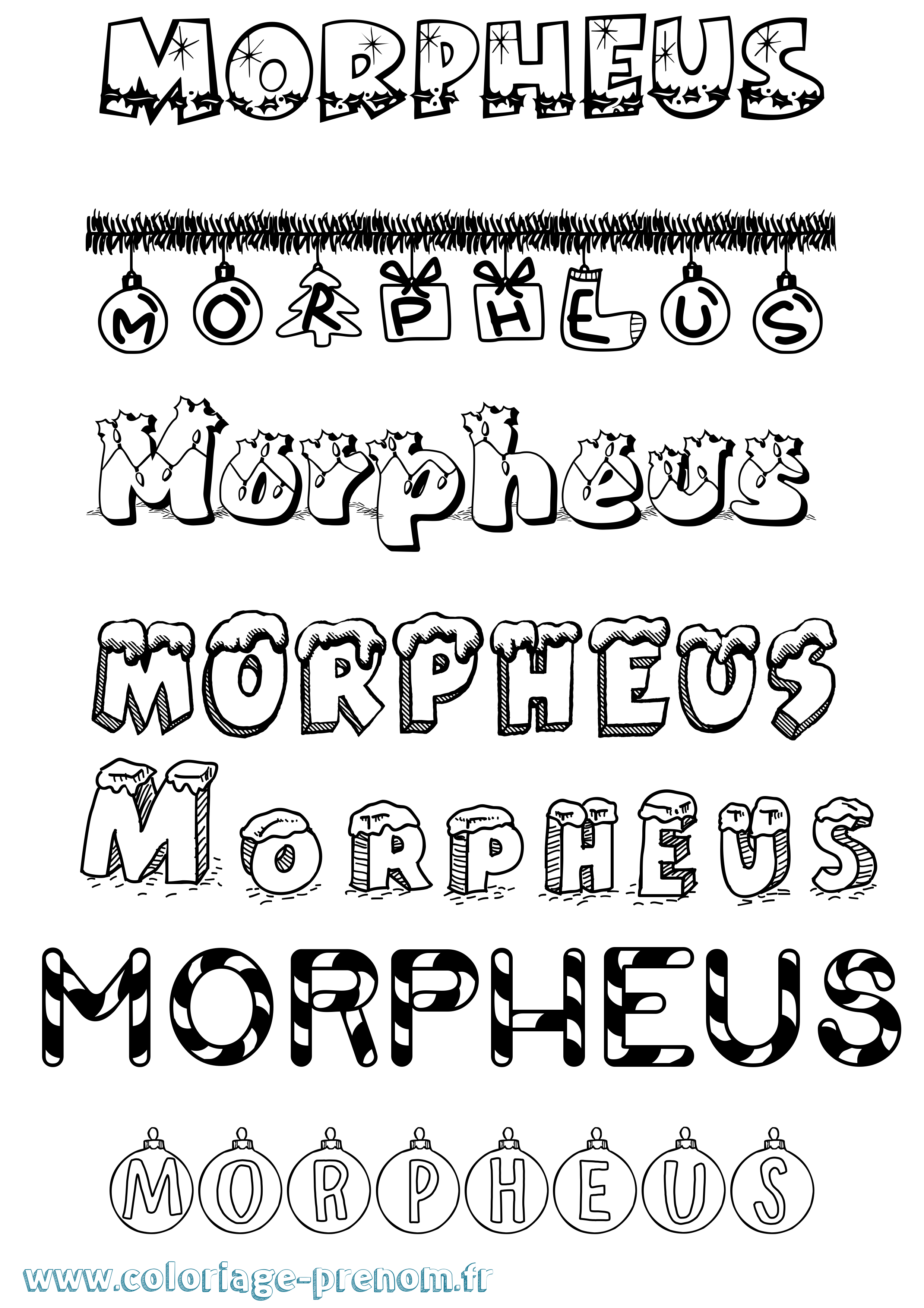 Coloriage prénom Morpheus Noël