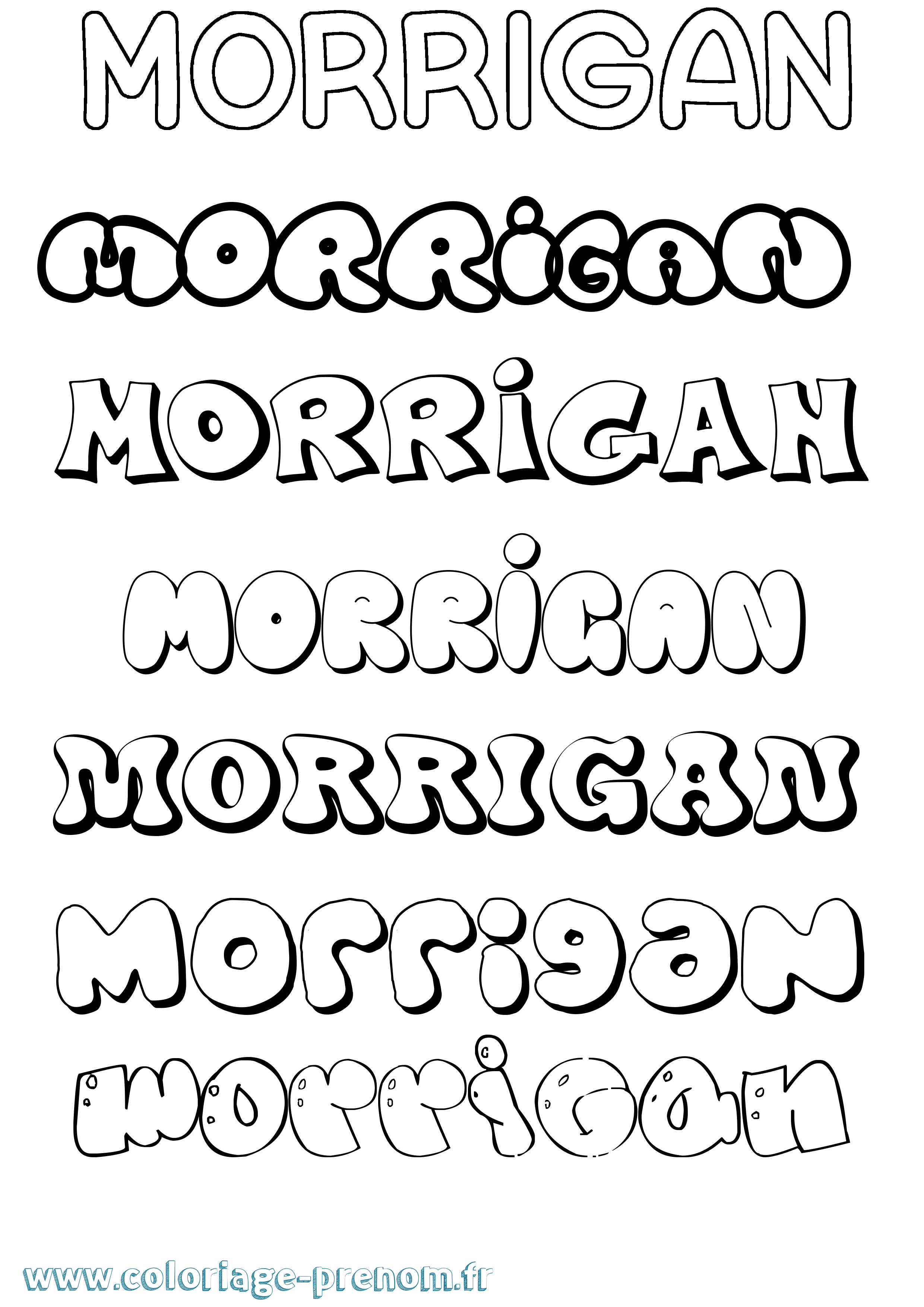 Coloriage prénom Morrigan Bubble