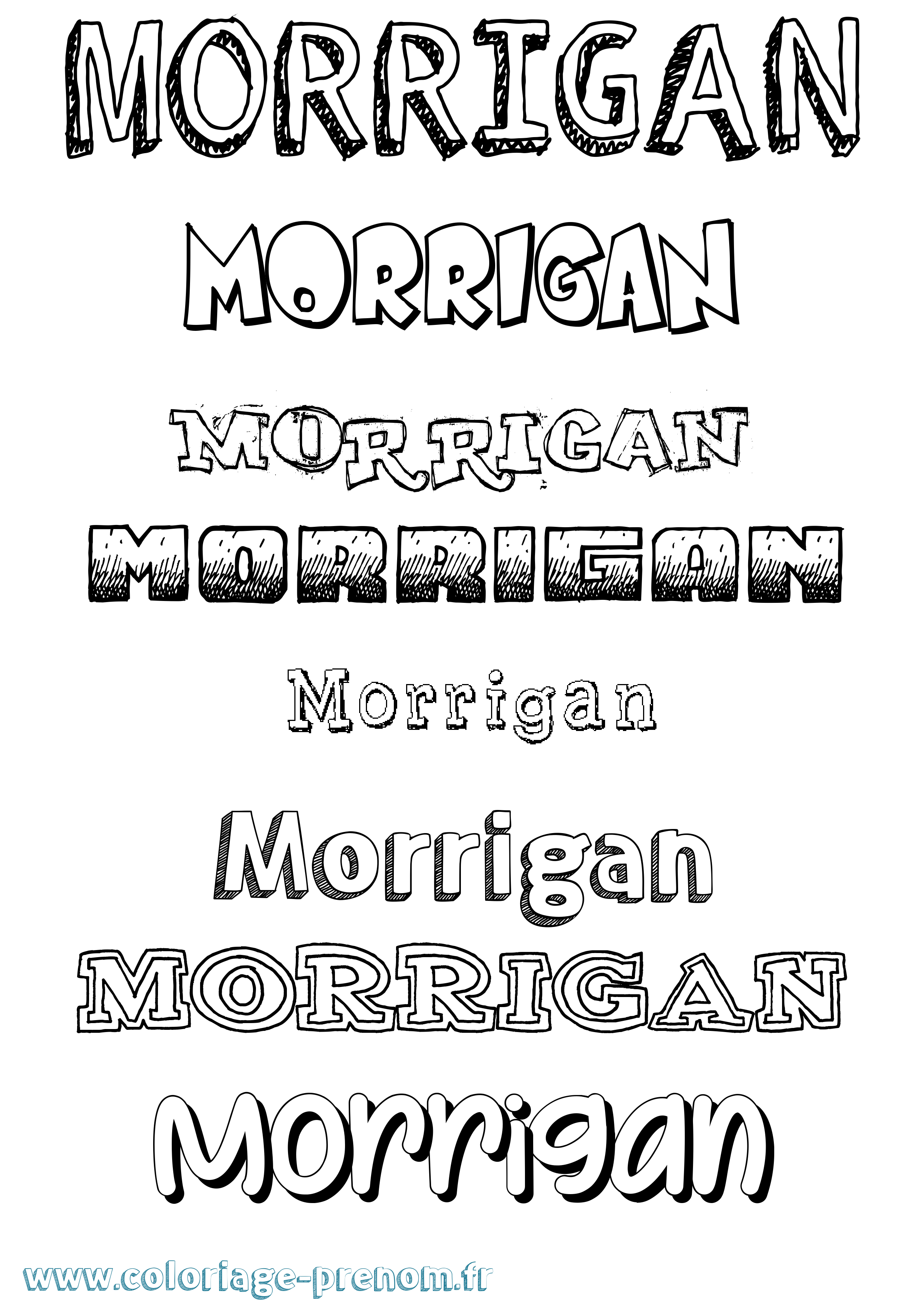 Coloriage prénom Morrigan Dessiné