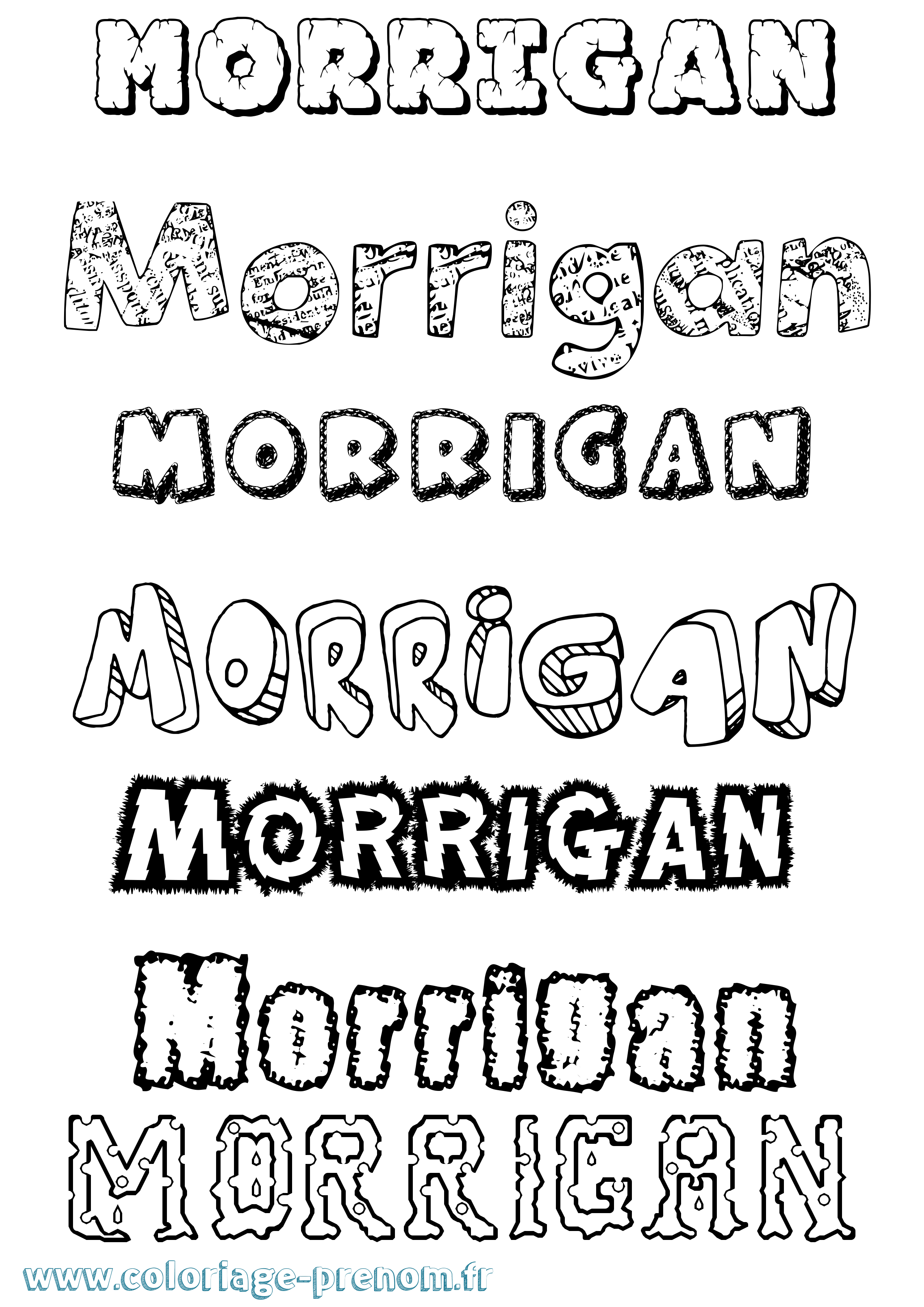 Coloriage prénom Morrigan Destructuré