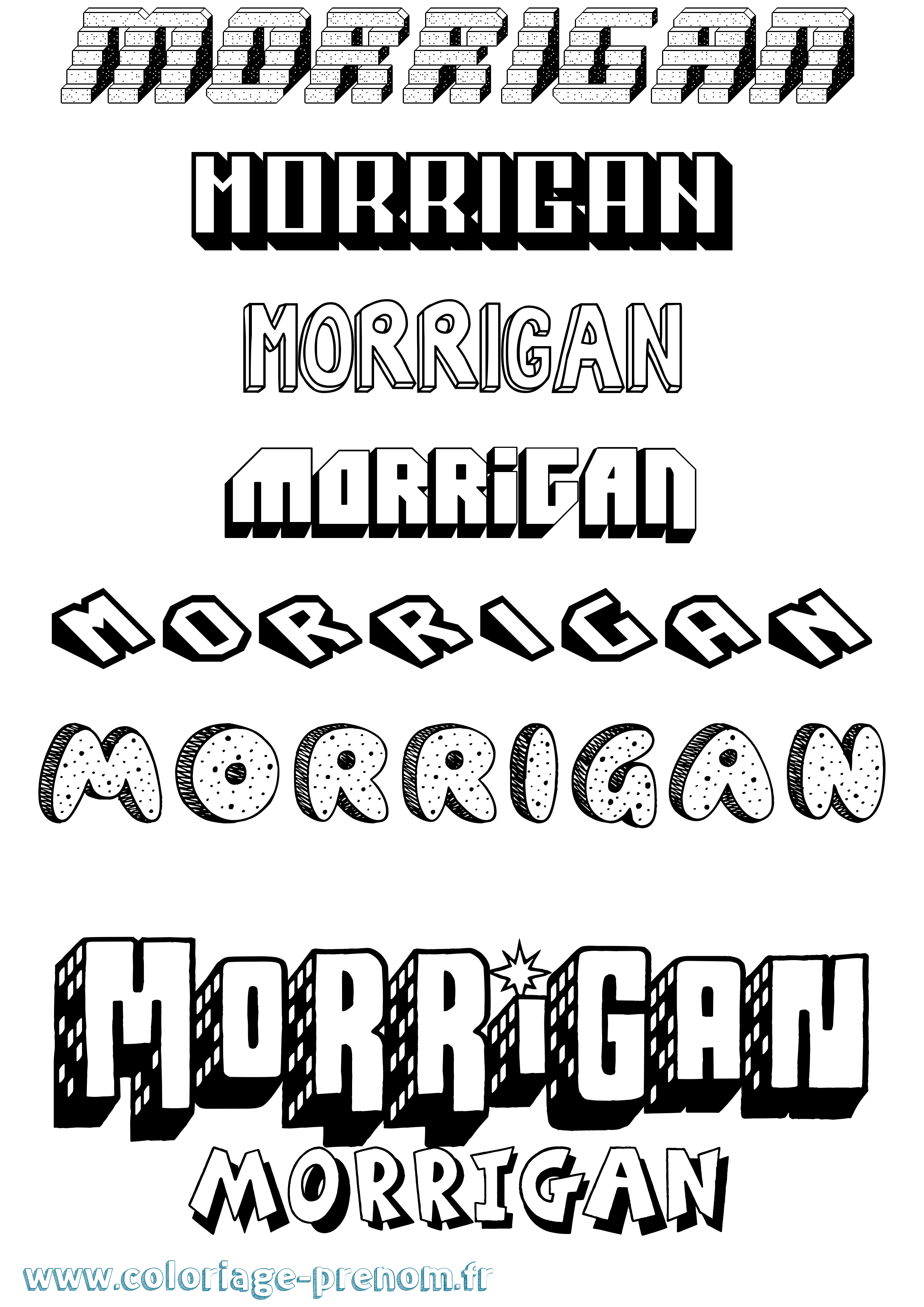 Coloriage prénom Morrigan Effet 3D