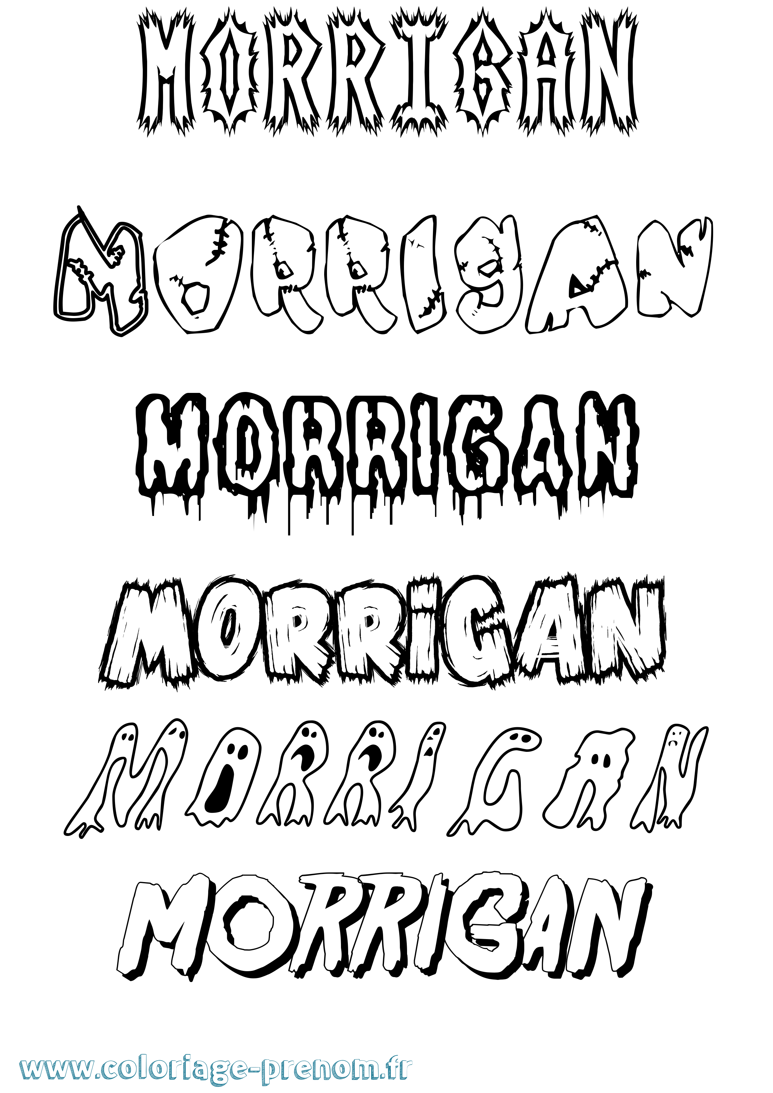 Coloriage prénom Morrigan Frisson